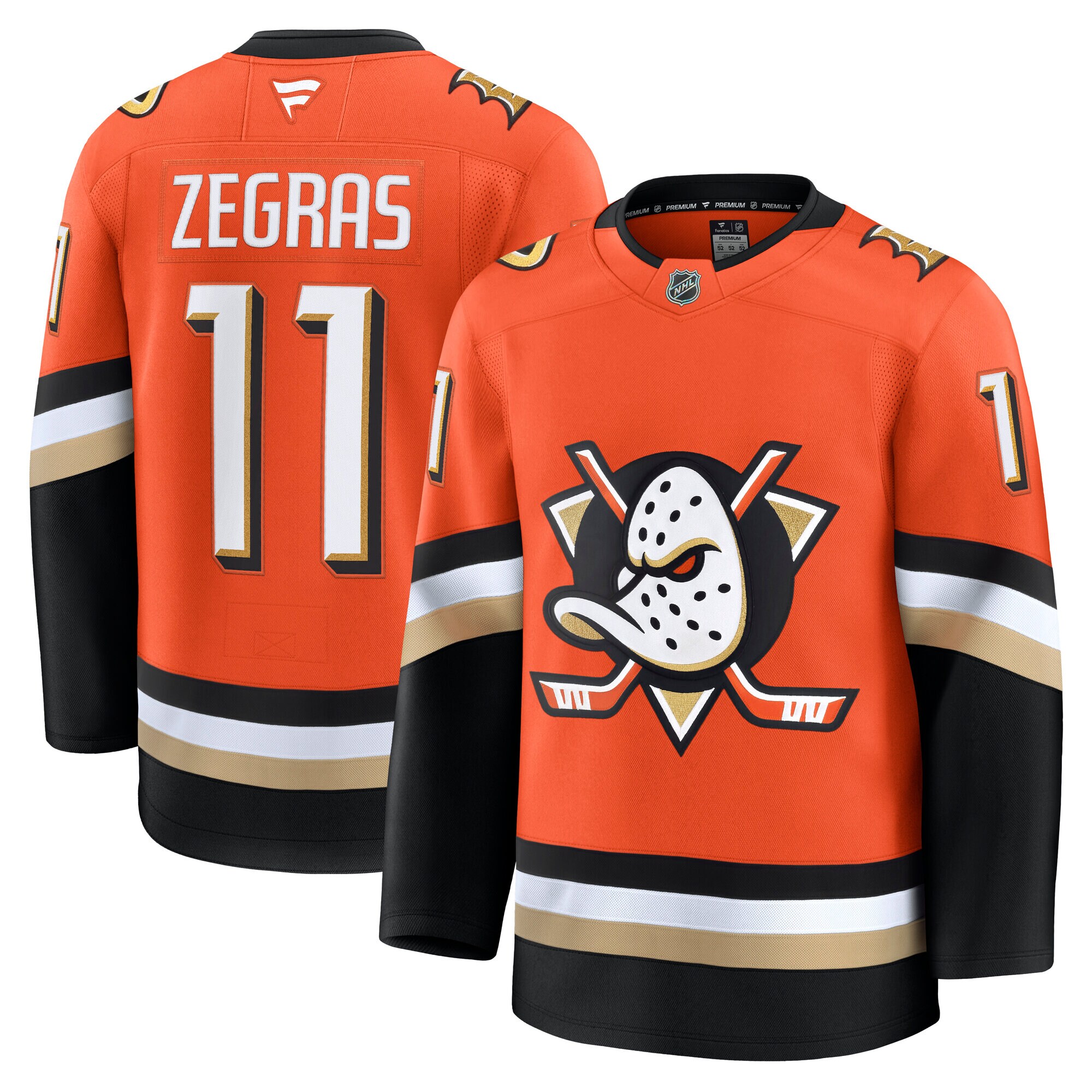 Men's Anaheim Ducks Trevor Zegras Orange Home Premium Hockey Jersey - JS636 