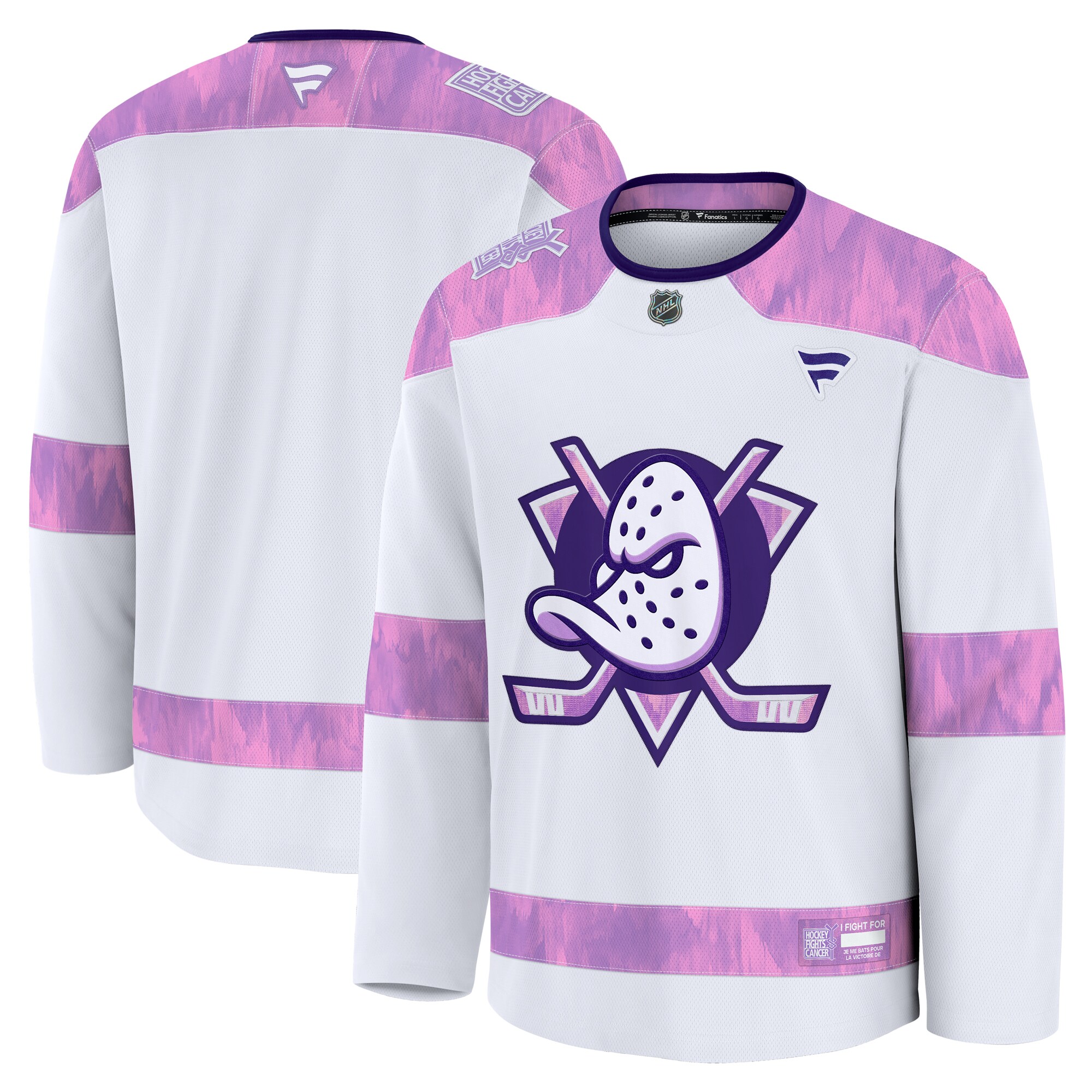 Men's Anaheim Ducks White 2024 Hockey Fights Cancer Practice Hockey Jersey - JS439 