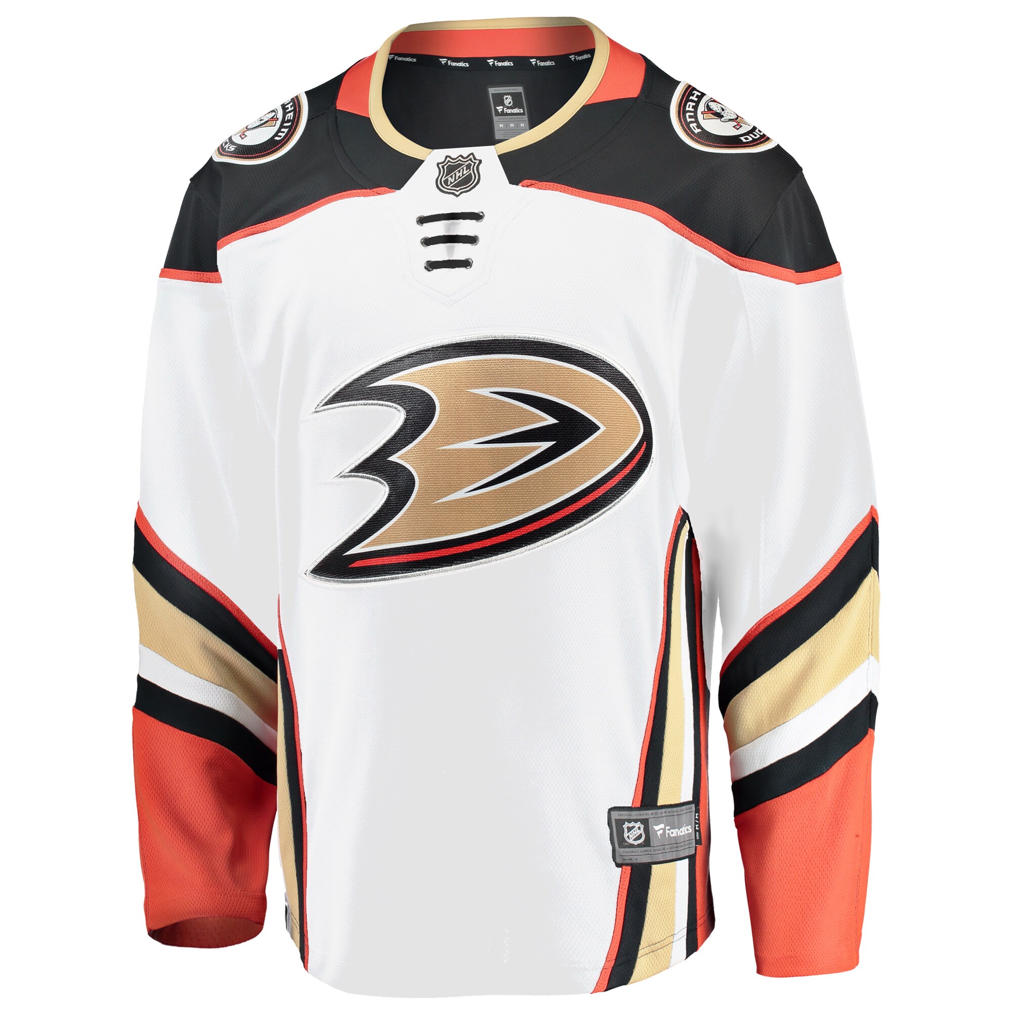 Alternative view of Men's Anaheim Ducks White Breakaway Away Hockey Jersey - JS288 
