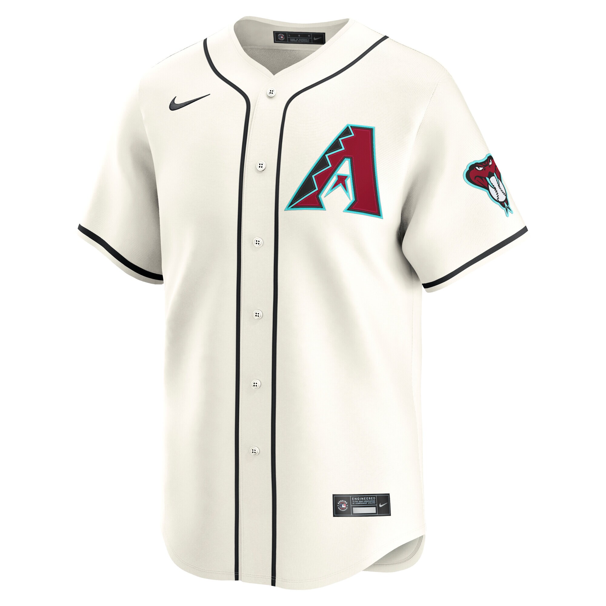 Alternative view of Men's Arizona Diamondbacks Cream Home Limited Jersey