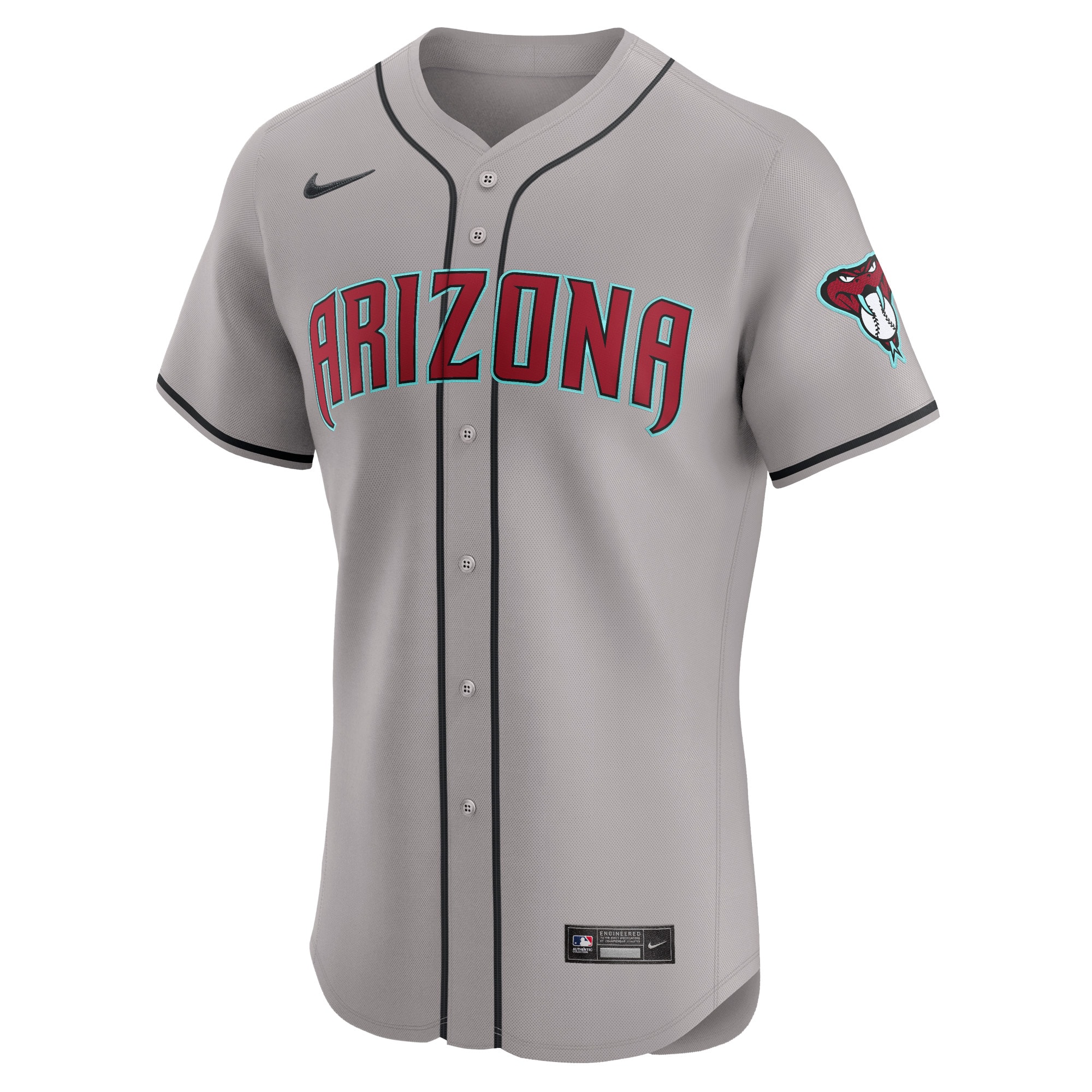 Alternative view of Men's Arizona Diamondbacks Gray Vapor Premier Elite Patch Jersey