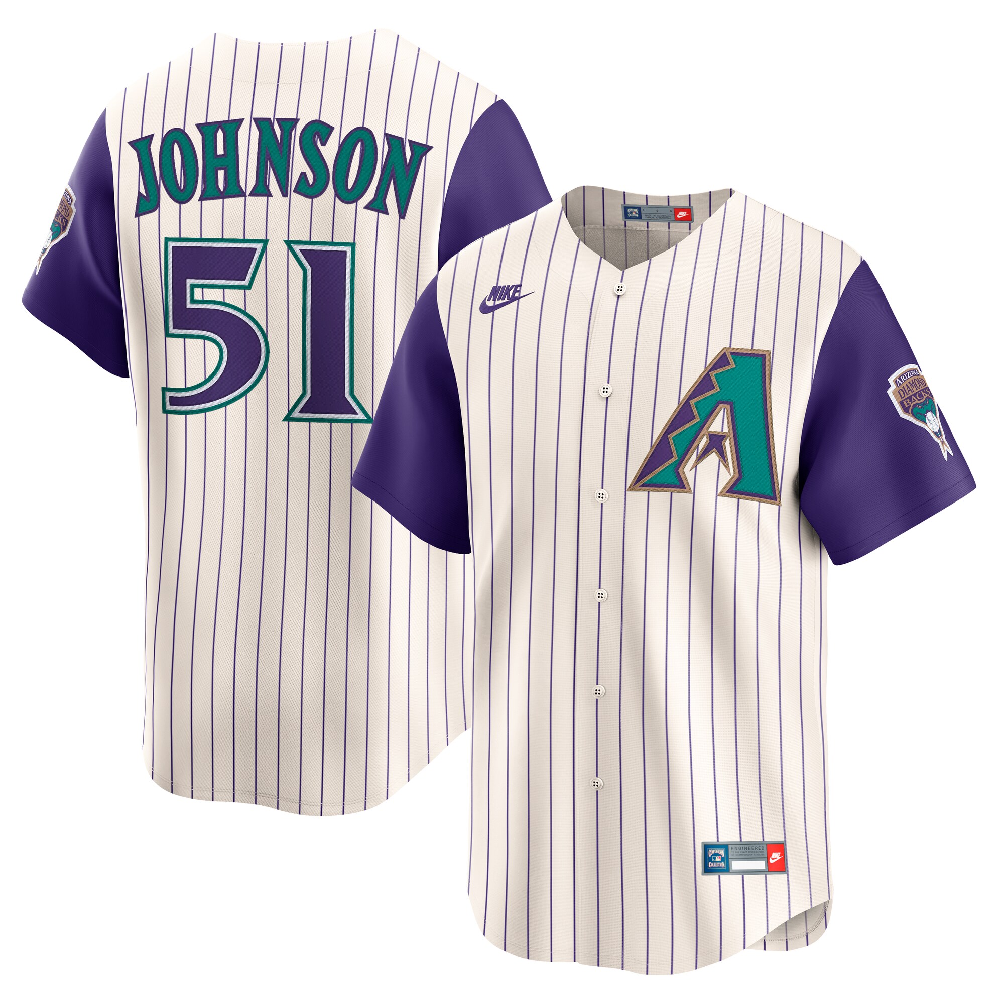 Men's Arizona Diamondbacks Randy Johnson Cream Throwback Cooperstown Collection Limited Jersey