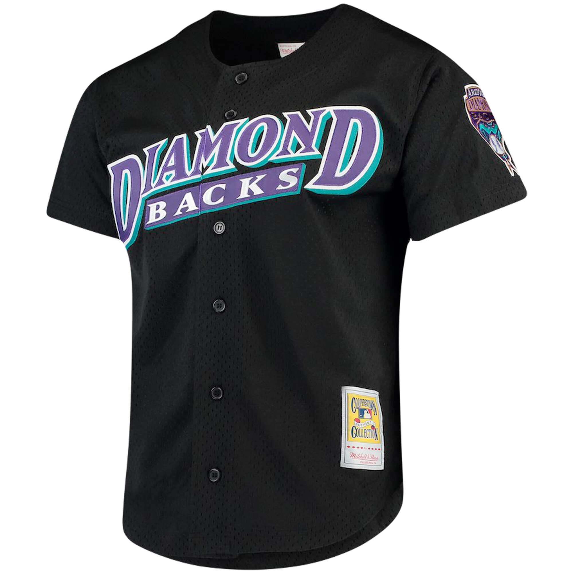 Alternative view of Men's Arizona Diamondbacks Randy Johnson Mitchell & Ness Black Big & Tall Cooperstown Collection Mesh Button-Up Jersey