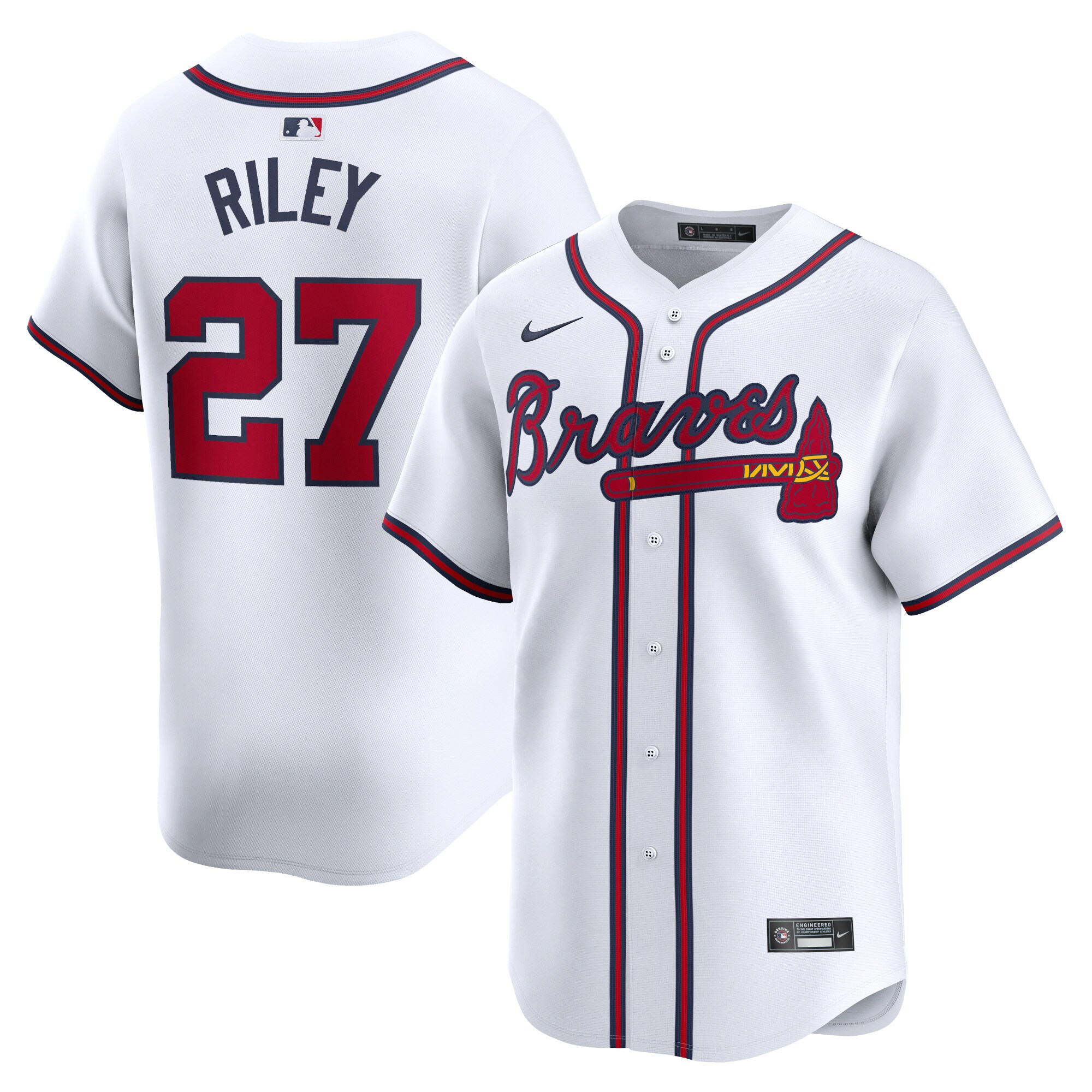 Men's Atlanta Braves Austin Riley White Home Limited Player Baseball Jersey - JS972