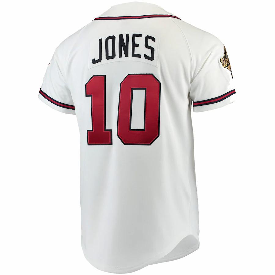 Alternative view of Men's Atlanta Braves Chipper Jones Mitchell & Ness White Baseball Jersey