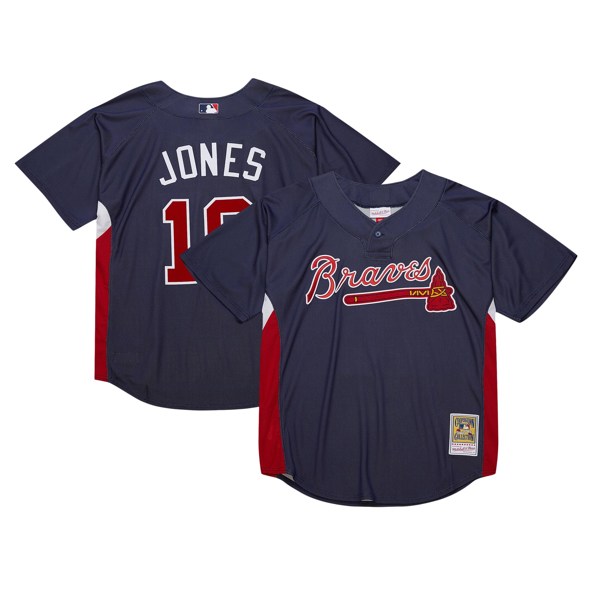 Men's Atlanta Braves Chipper Jones Mitchell & Ness Navy Cooperstown Collection 2007 Batting Practice Baseball Jersey - JS604