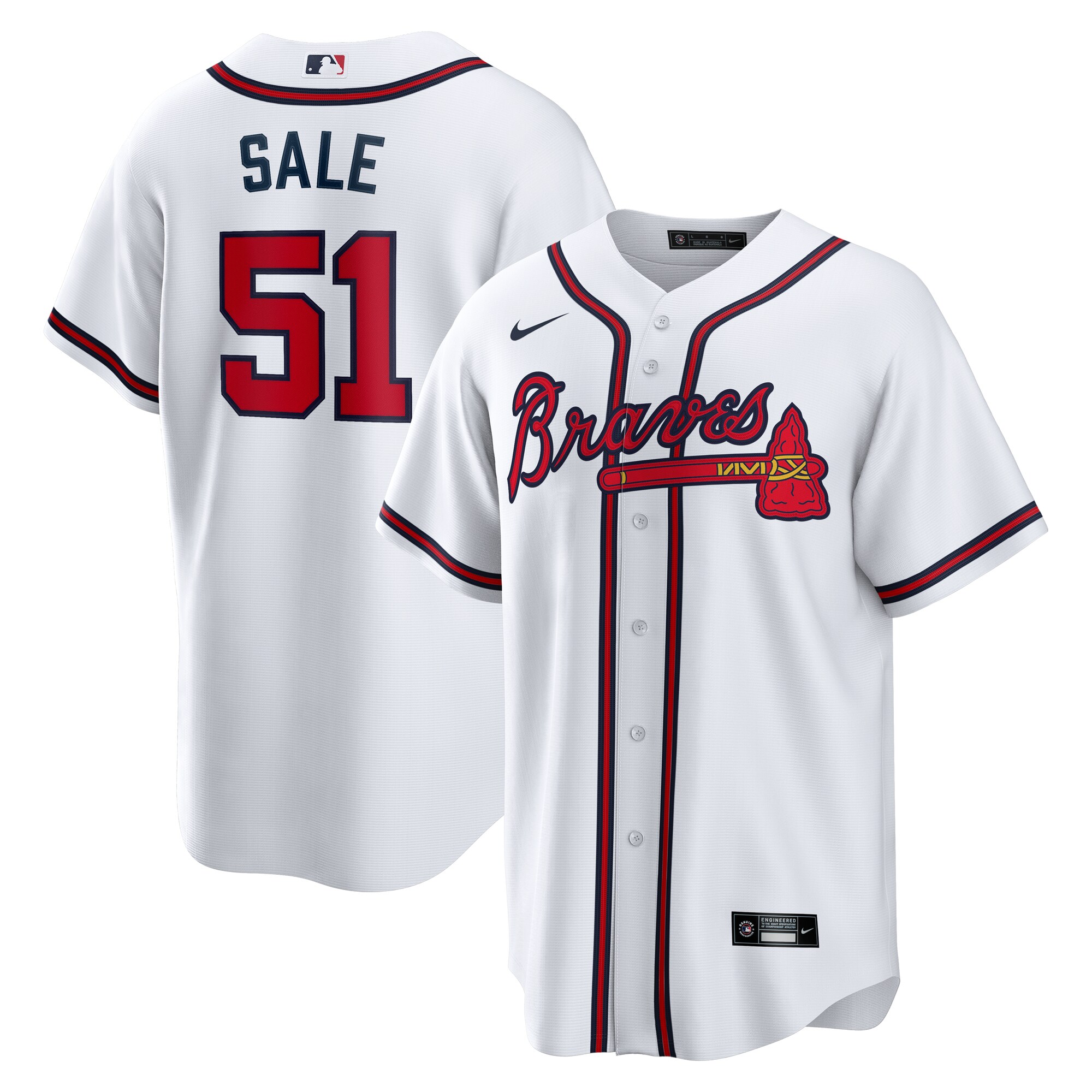 Men's Atlanta Braves Chris Sale White Home Baseball Jersey - JS757