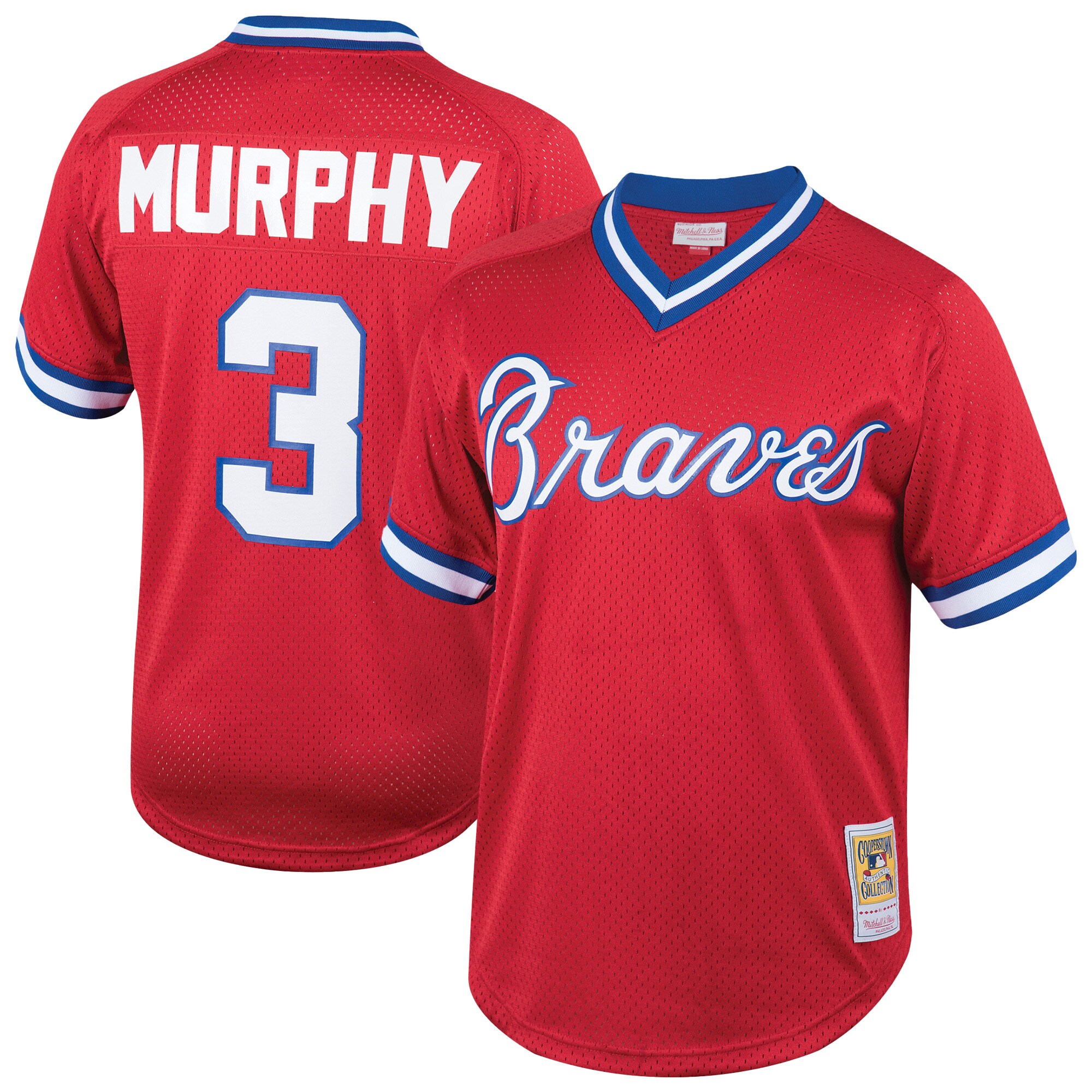 Men's Atlanta Braves Dale Murphy Mitchell & Ness Red Cooperstown Collection Mesh Batting Practice Baseball Jersey - JS510