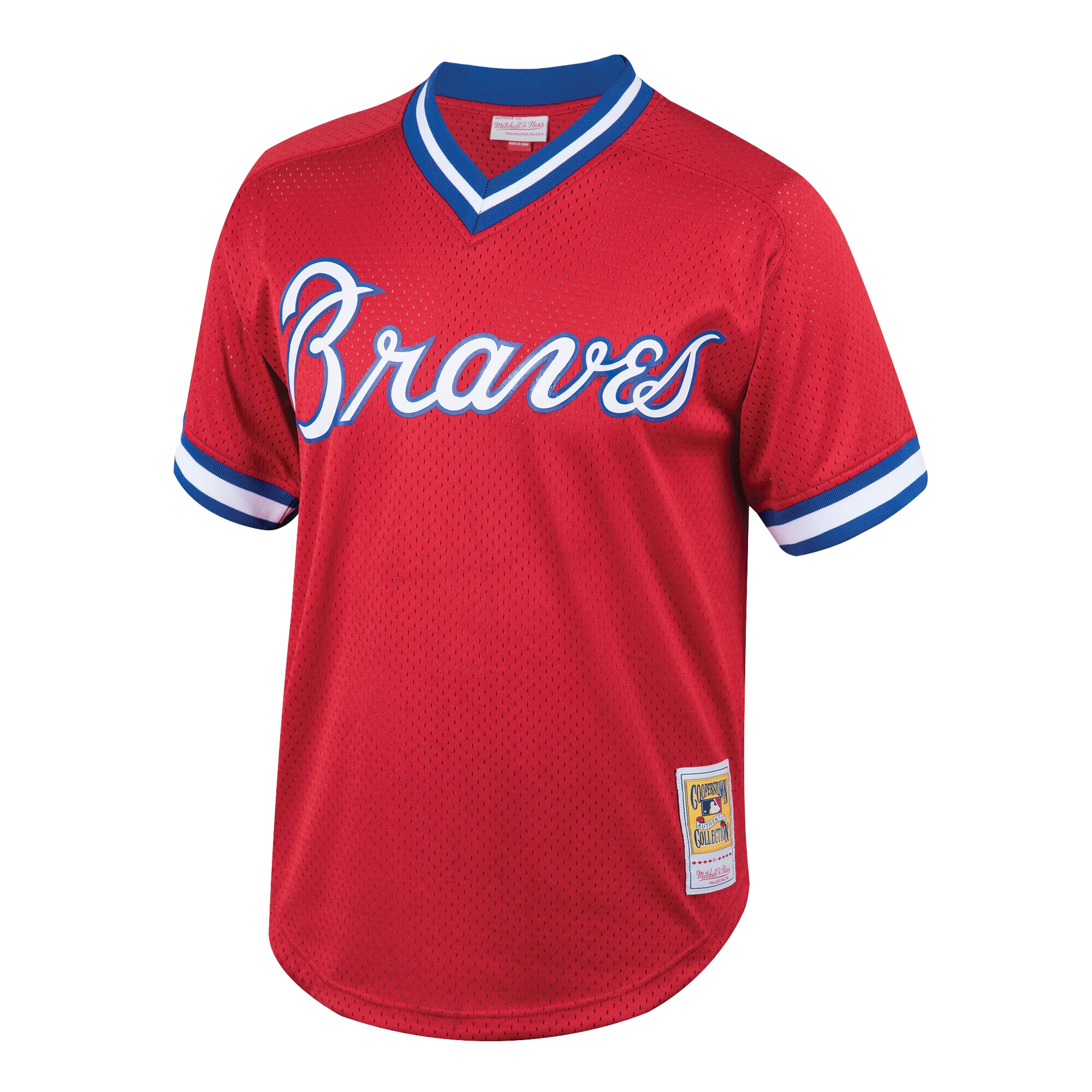 Alternative view of Men's Atlanta Braves Dale Murphy Mitchell & Ness Red Cooperstown Collection Mesh Batting Practice Baseball Jersey - JS510