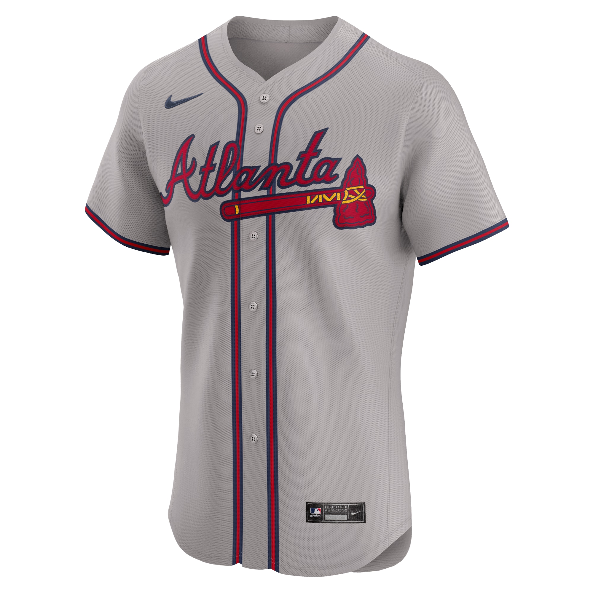 Alternative view of Men's Atlanta Braves Gray Road Elite Baseball Jersey - JS863