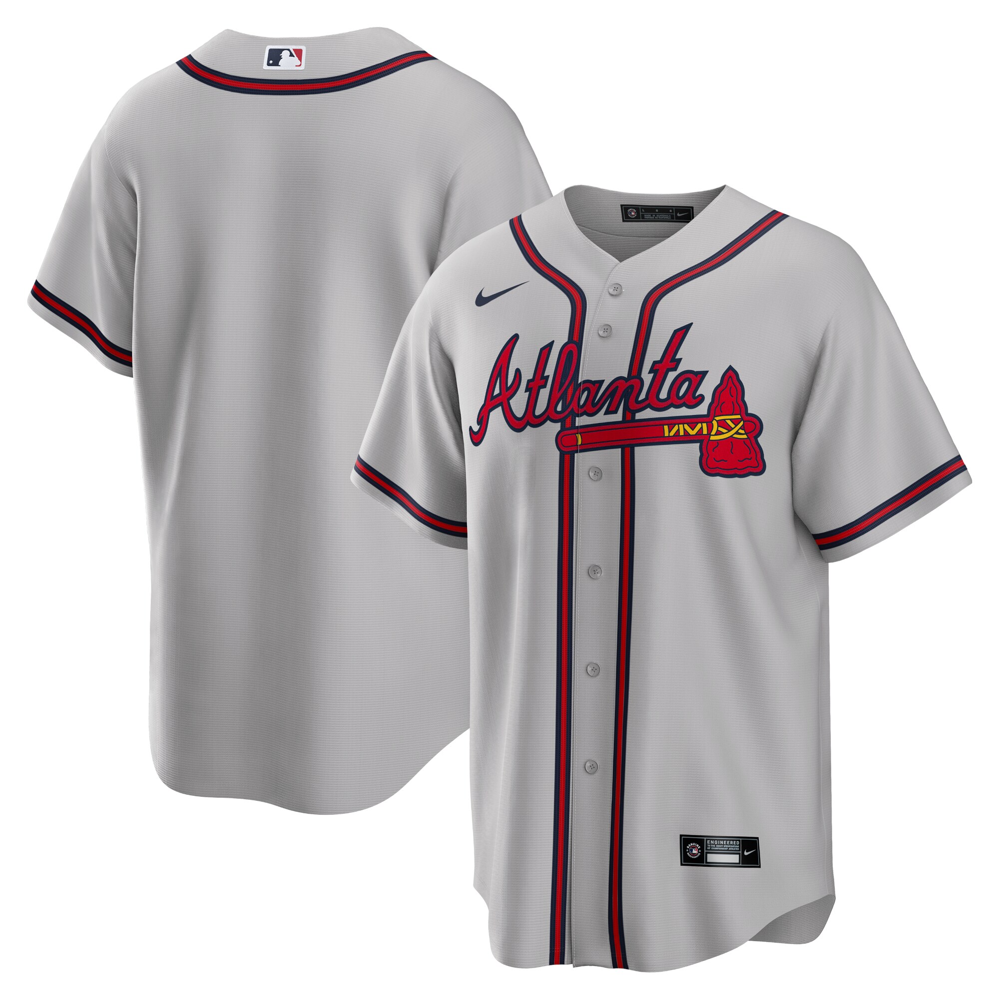 Men's Atlanta Braves Gray Road Team Baseball Jersey - JS238