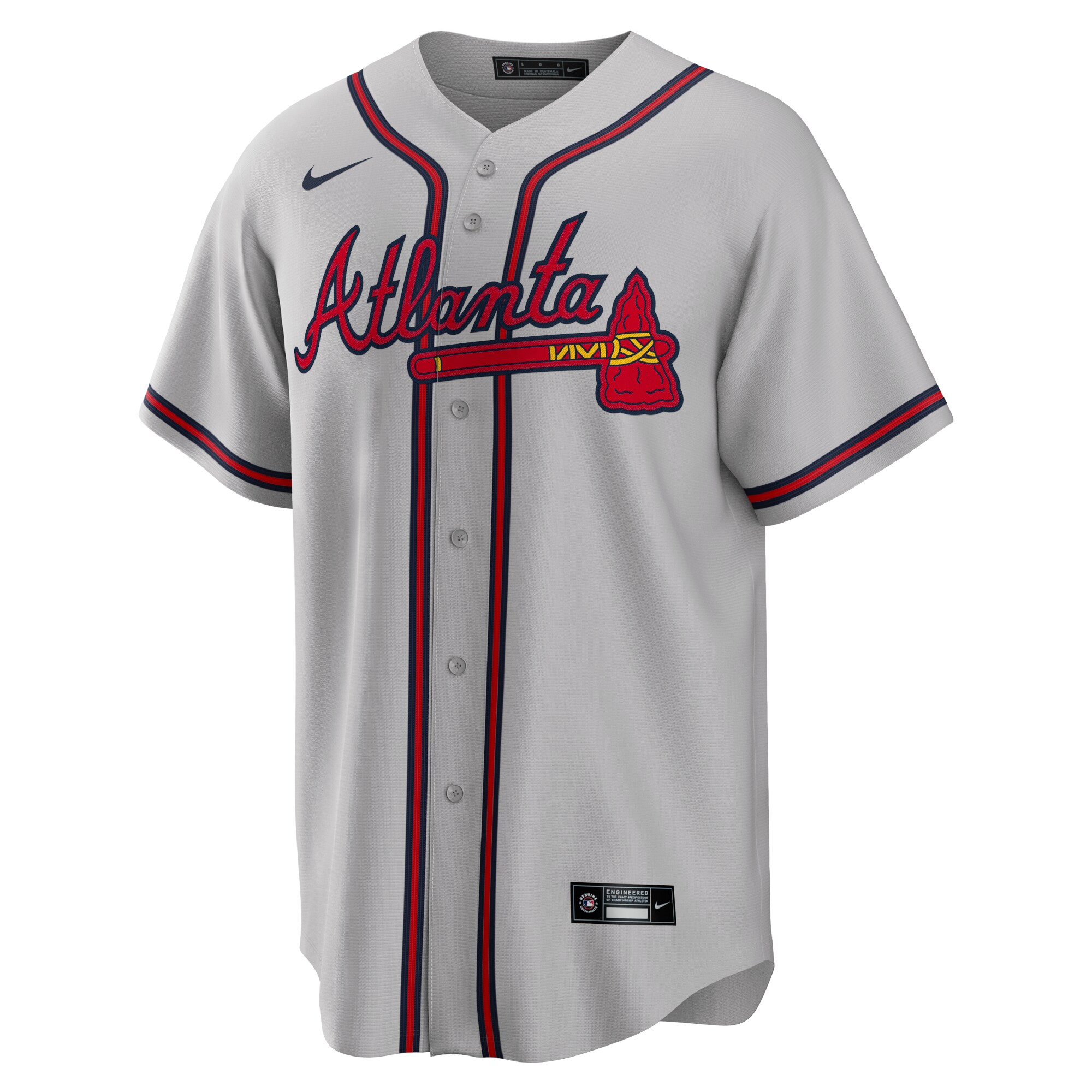 Alternative view of Men's Atlanta Braves Gray Road Team Baseball Jersey - JS358
