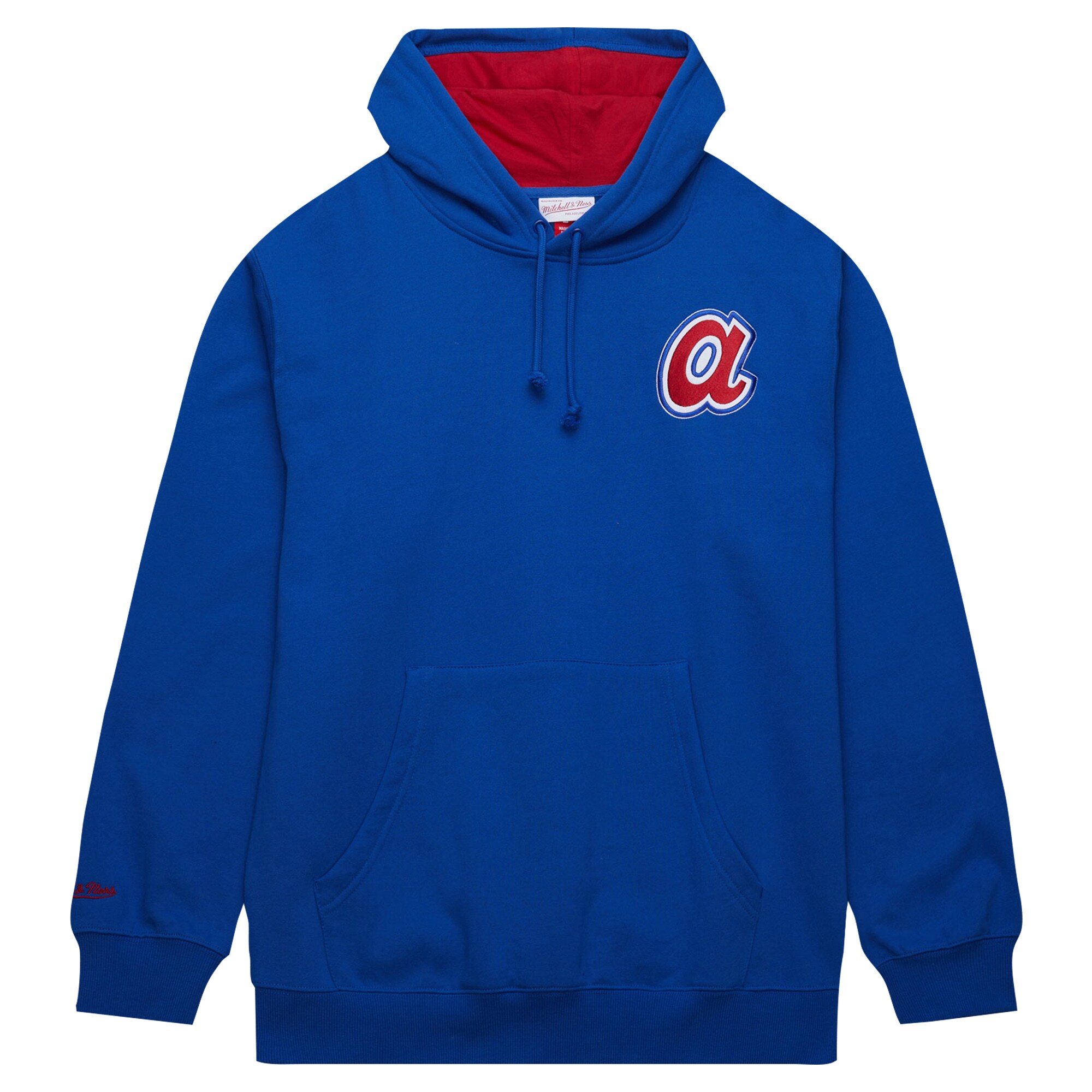 Alternative view of Men's Atlanta Braves Hank Aaron Mitchell & Ness Royal Vintage Logo Name & Number Pullover Custom Hoodie - Js128