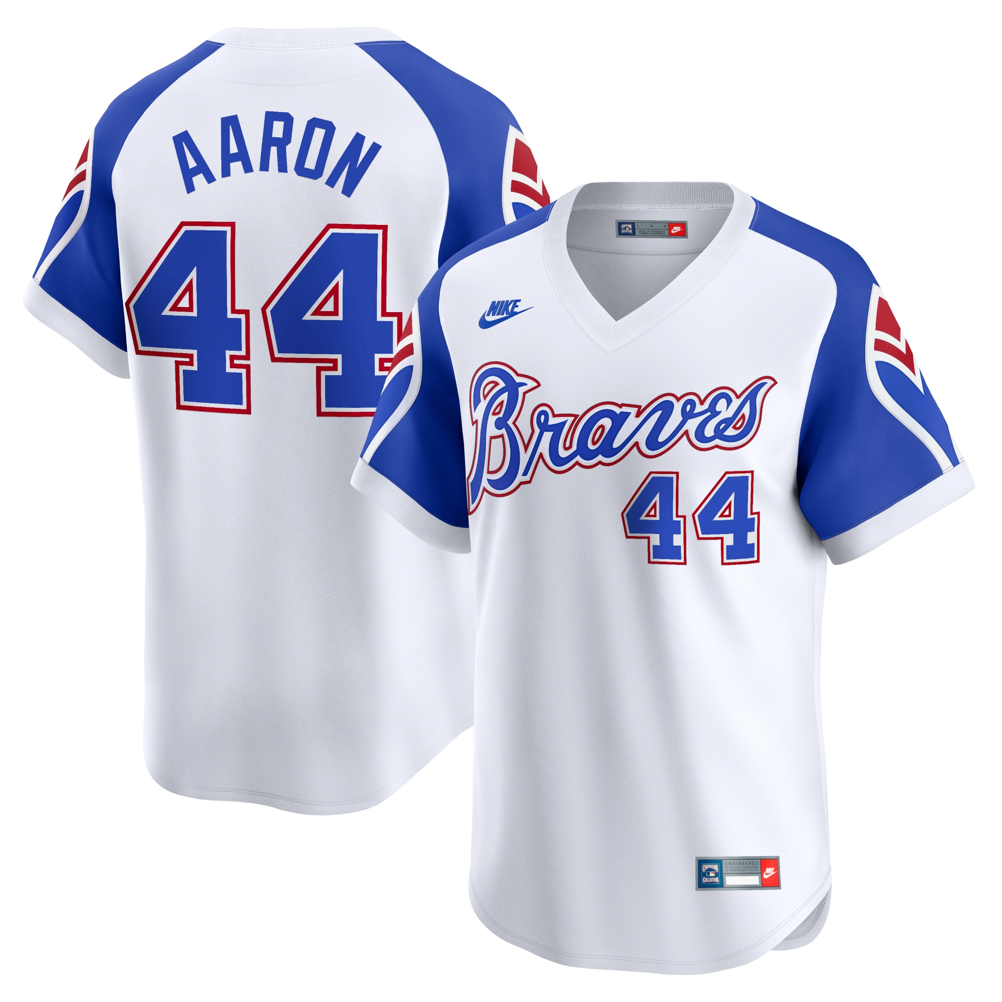 Men's Atlanta Braves Hank Aaron White Throwback Cooperstown Limited Baseball Jersey - JS881