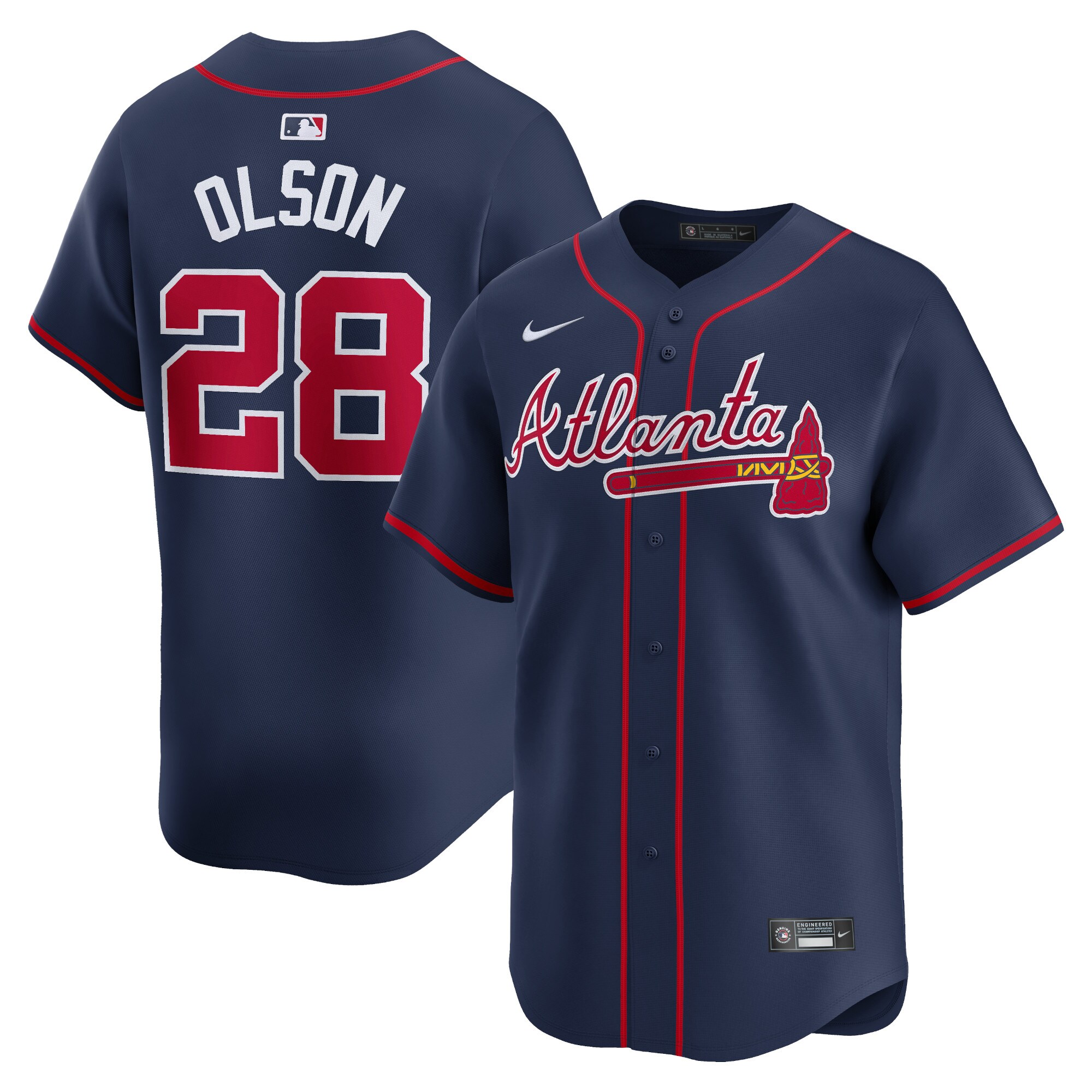 Men's Atlanta Braves Matt Olson Navy Alternate Limited Player Baseball Jersey - JS474