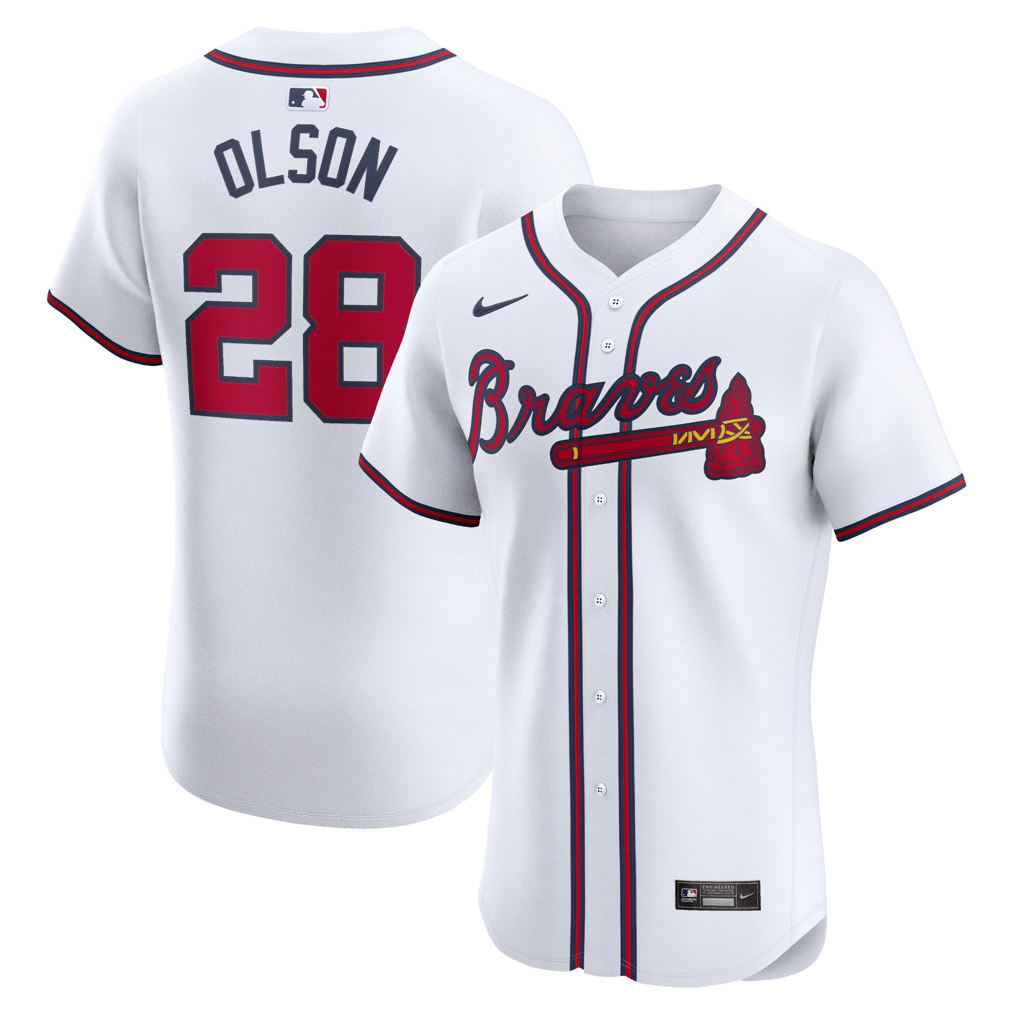 Men's Atlanta Braves Matt Olson White Home Elite Player Baseball Jersey - JS875