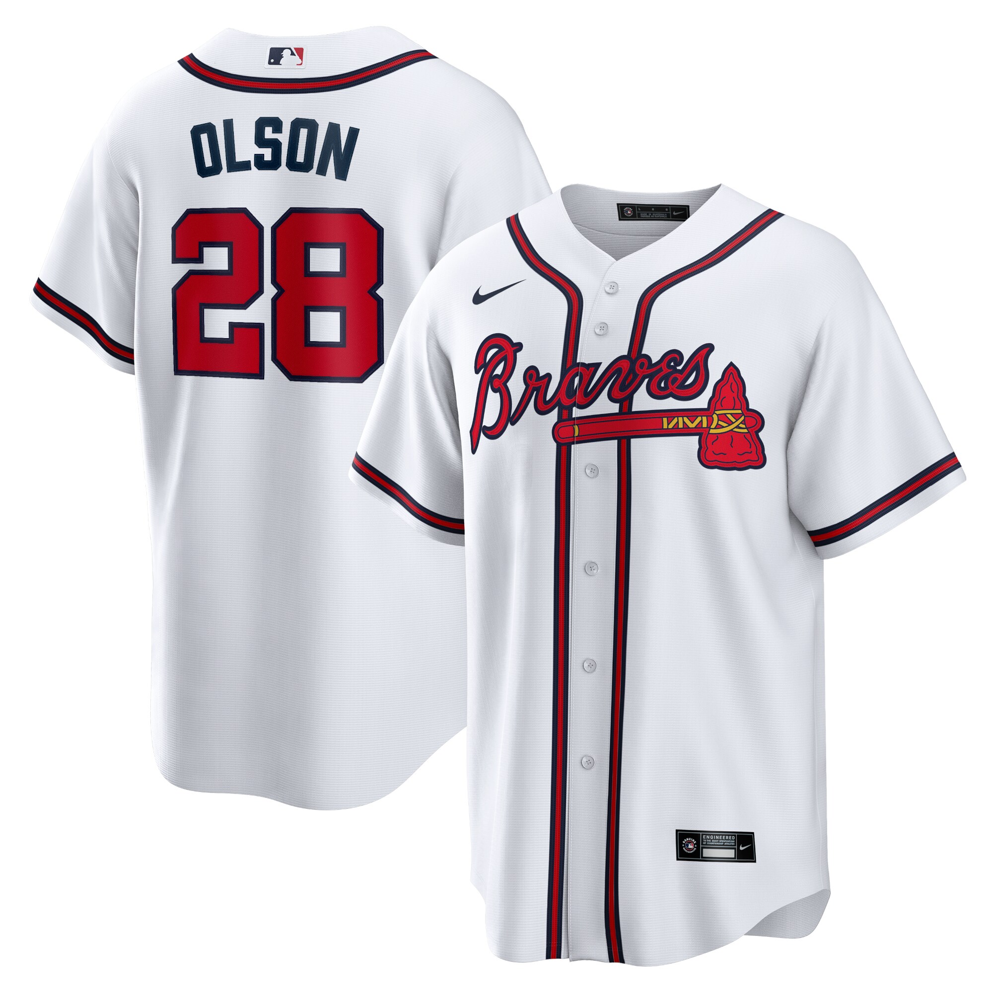 Men's Atlanta Braves Matt Olson White Home Player Baseball Jersey - JS879