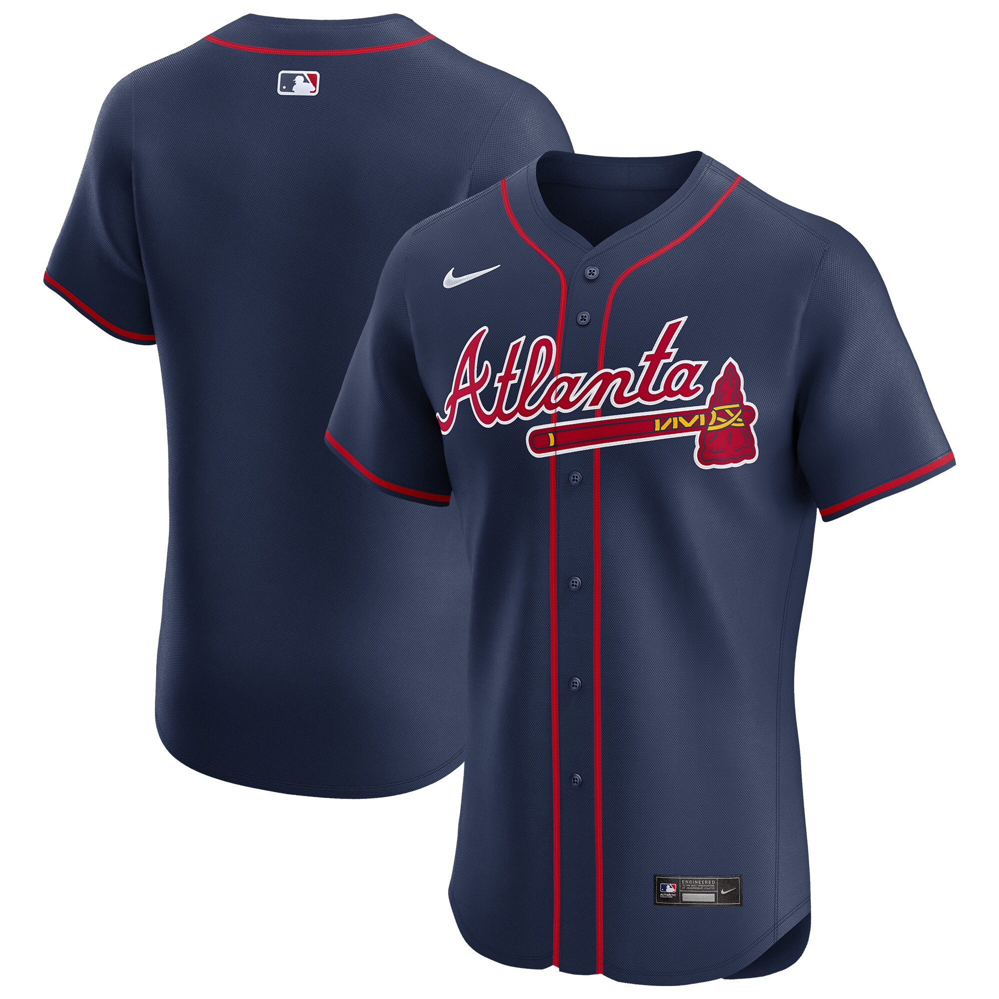 Men's Atlanta Braves Navy Alternate Elite Baseball Jersey - JS428