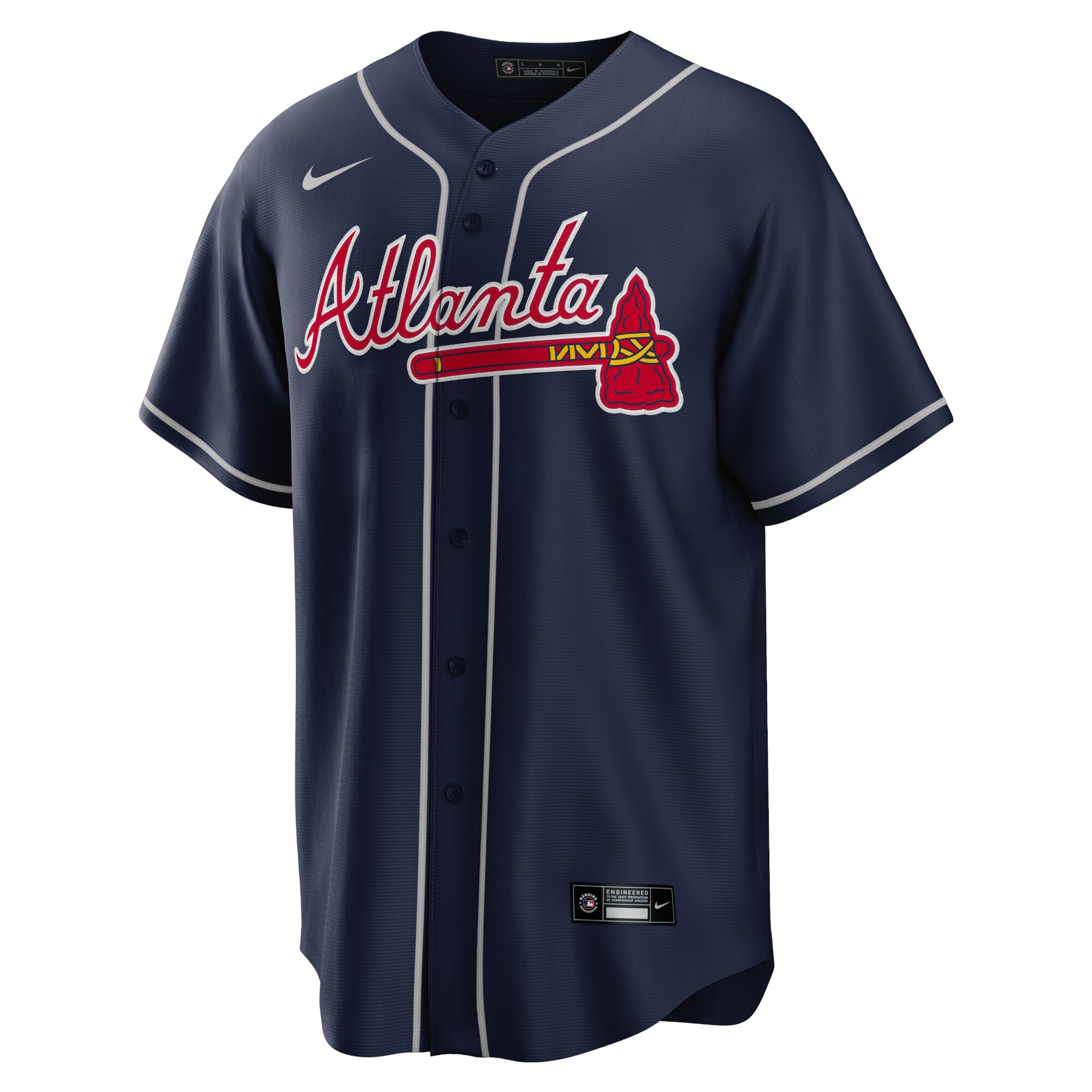 Alternative view of Men's Atlanta Braves Ozzie Albies Navy Alternate Player Name Baseball Jersey - JS170