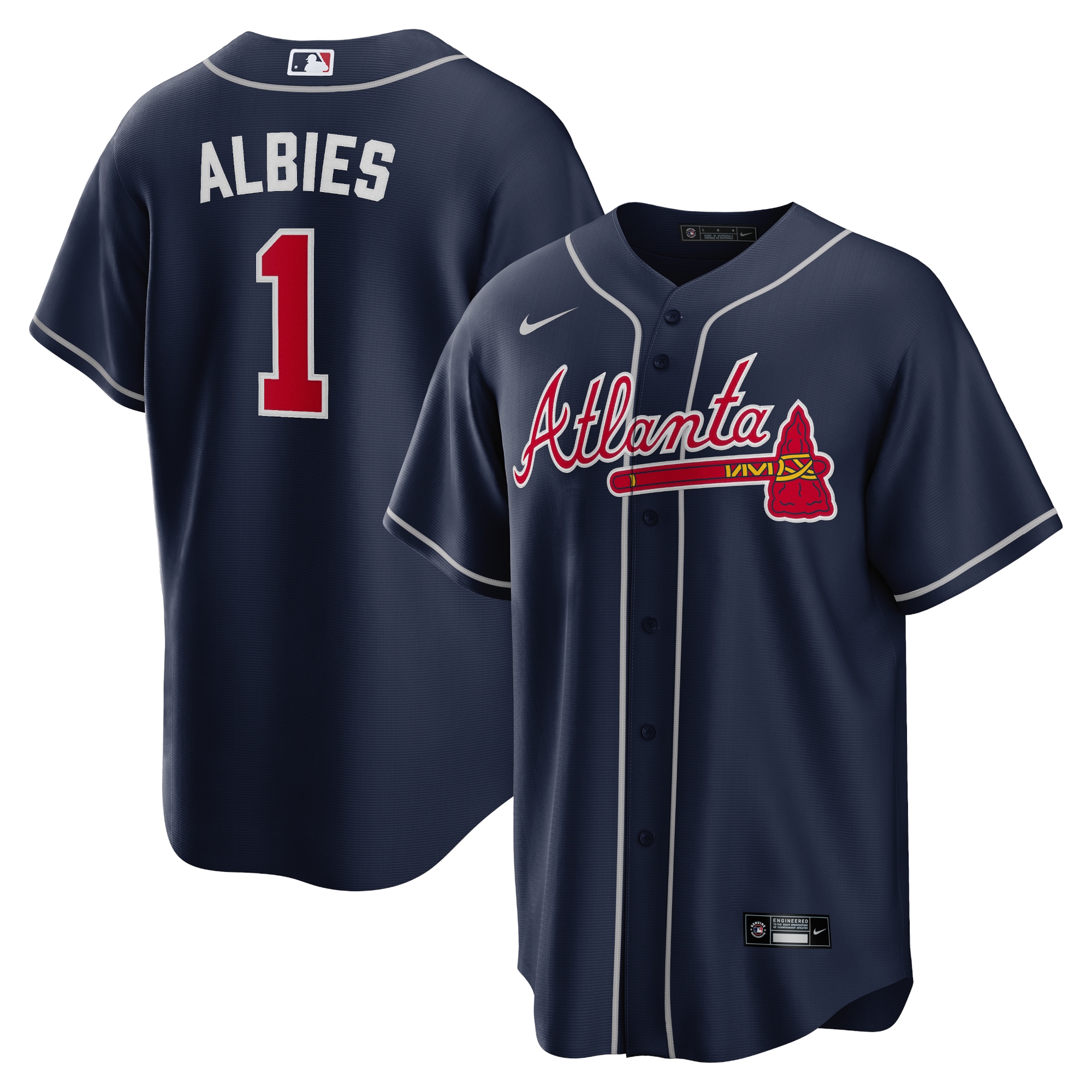 Men's Atlanta Braves Ozzie Albies Navy Alternate Player Name Baseball Jersey - JS898