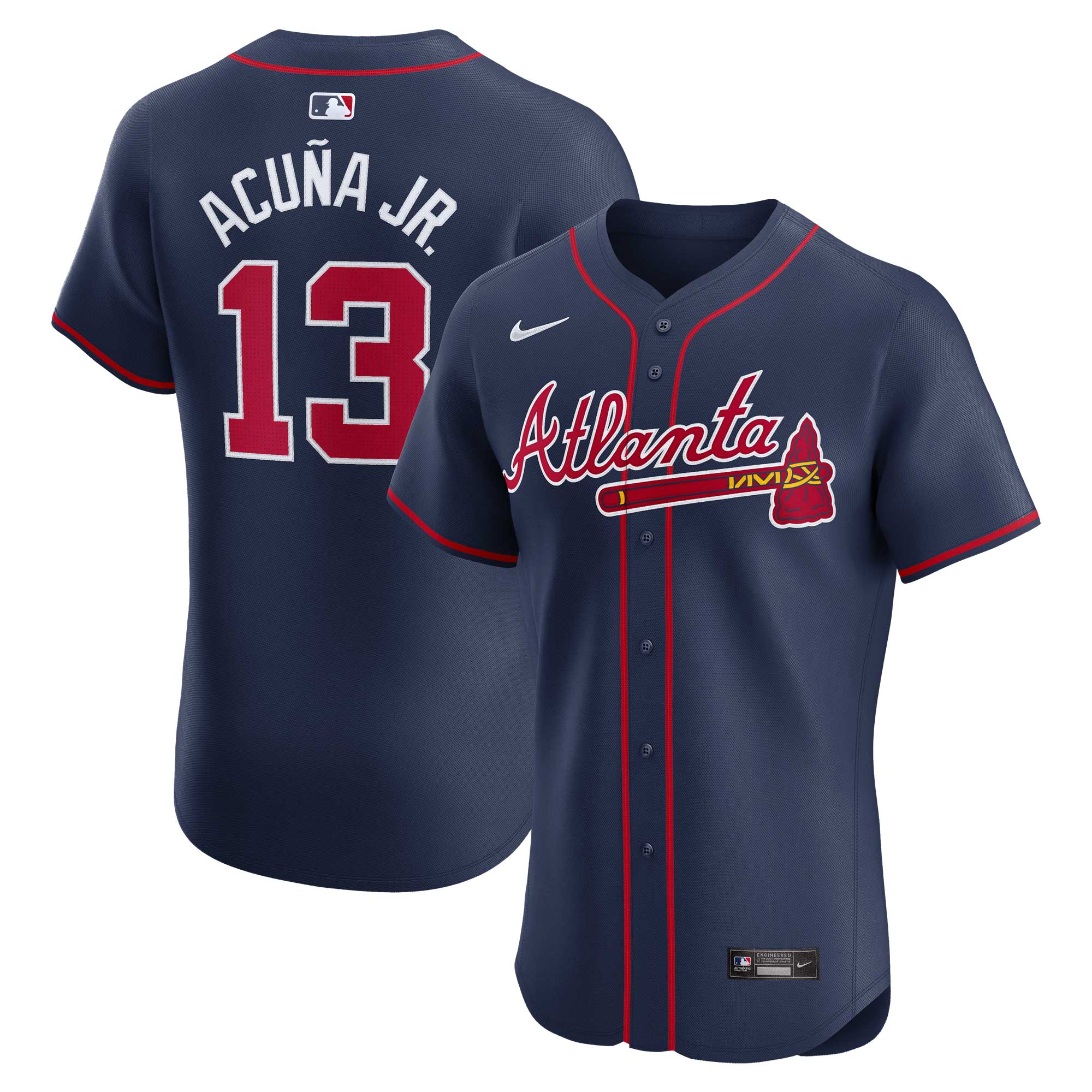 Men's Atlanta Braves Ronald Acuña Jr. Navy Alternate Elite Player Baseball Jersey - JS263