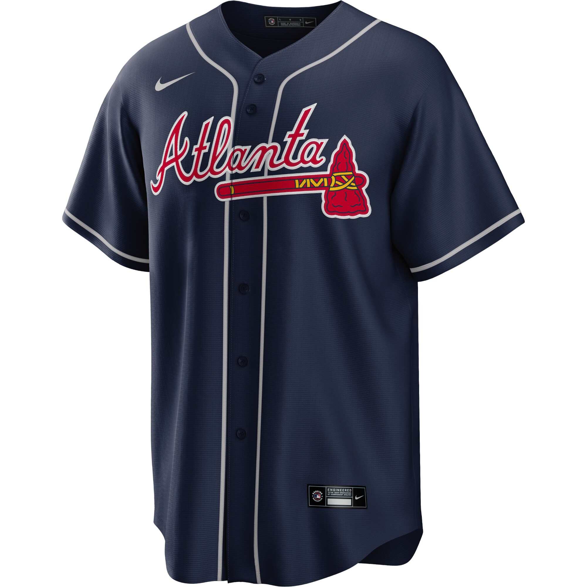 Alternative view of Men's Atlanta Braves Ronald Acuña Jr. Navy Big & Tall Alternate Player Baseball Jersey - JS756