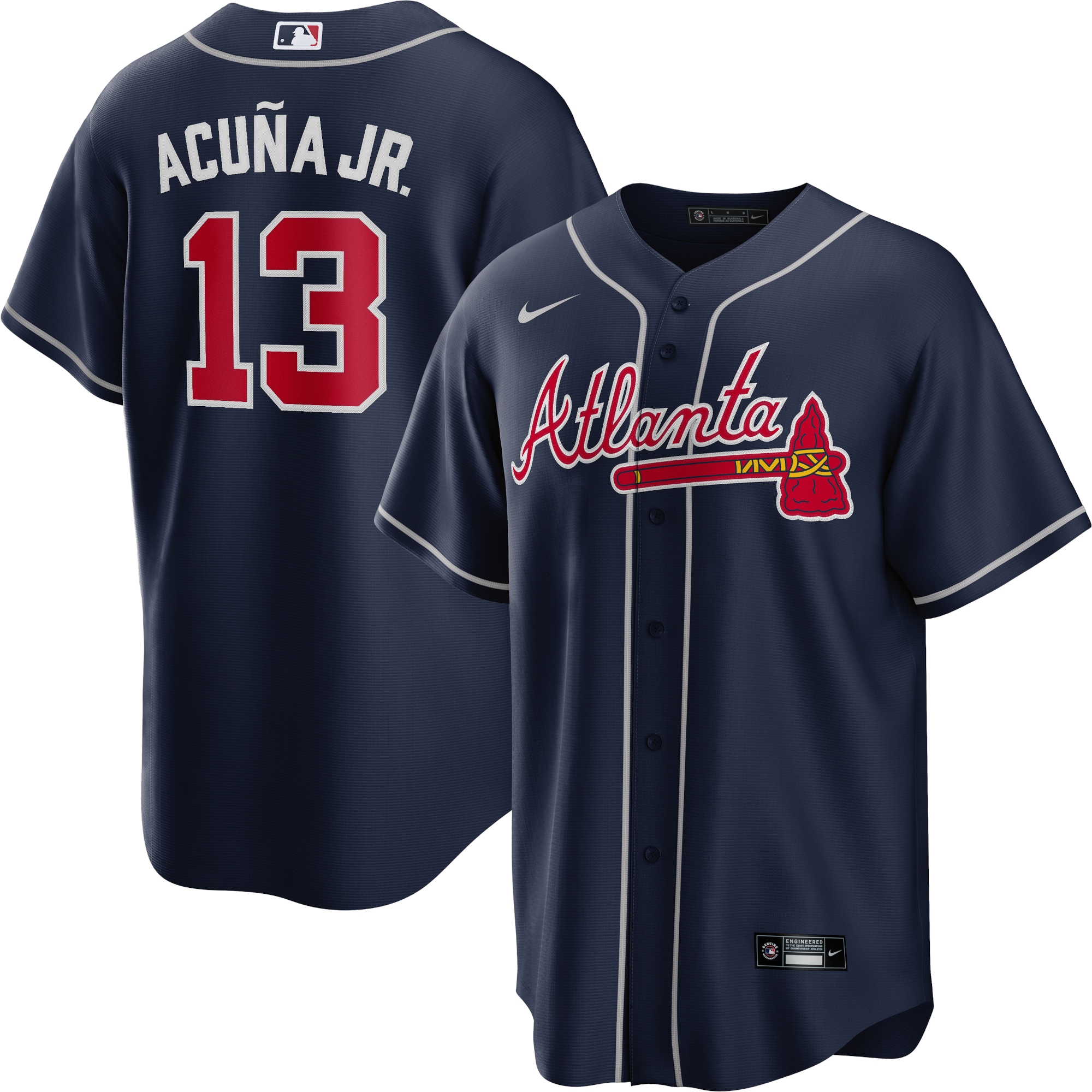 Men's Atlanta Braves Ronald Acuña Jr. Navy Big & Tall Alternate Player Baseball Jersey - JS756