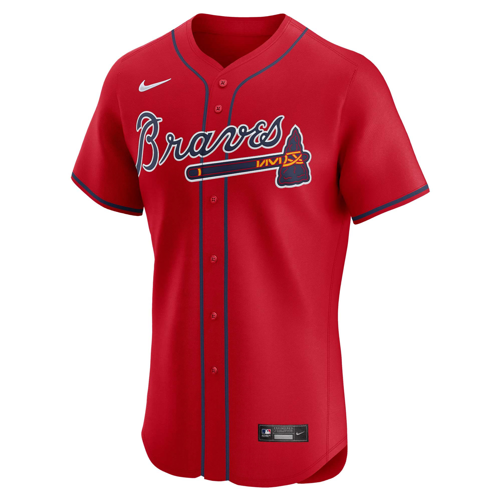 Alternative view of Men's Atlanta Braves Ronald Acuña Jr. Red Alternate Elite Player Baseball Jersey - JS749