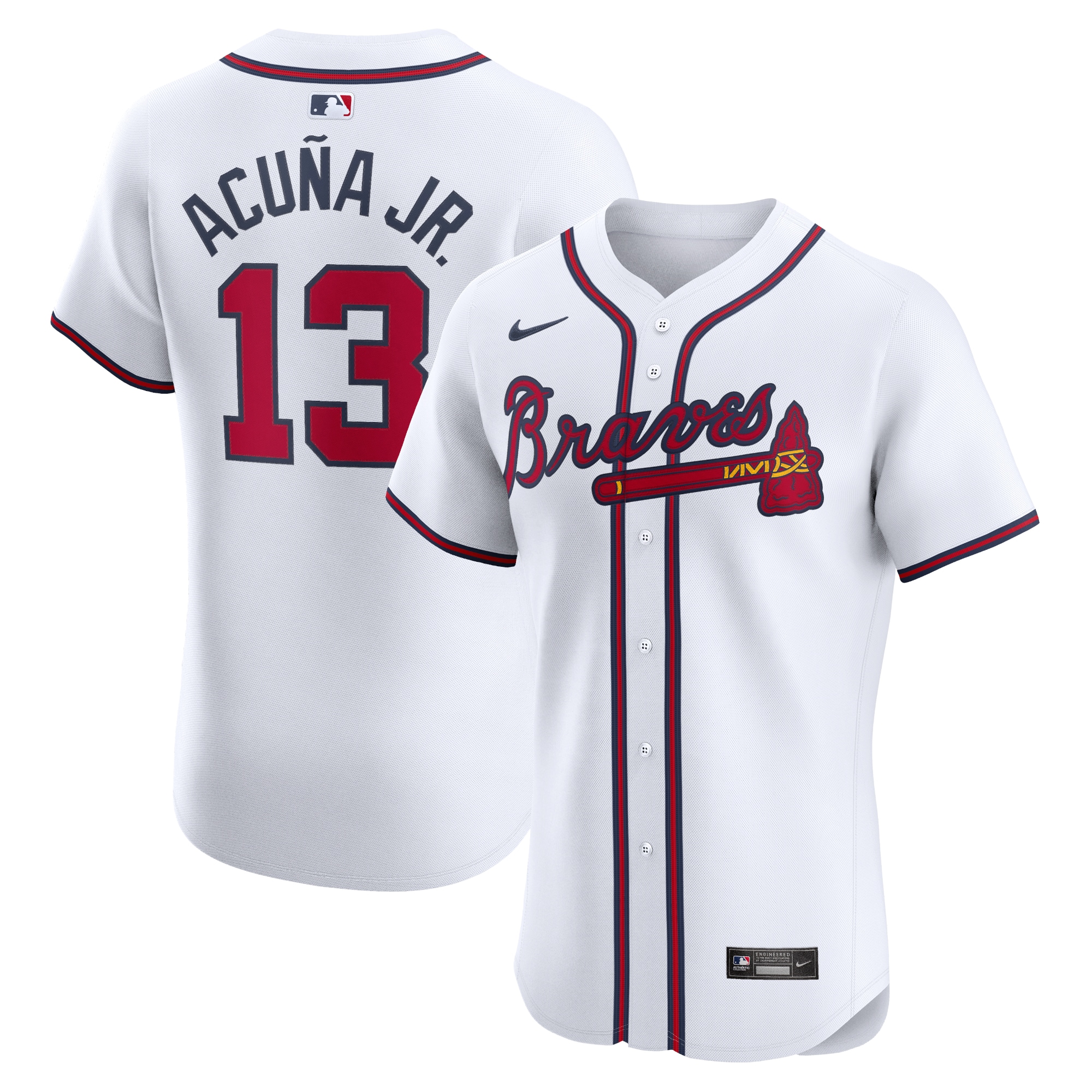 Men's Atlanta Braves Ronald Acuña Jr. White Home Elite Baseball Jersey - JS659