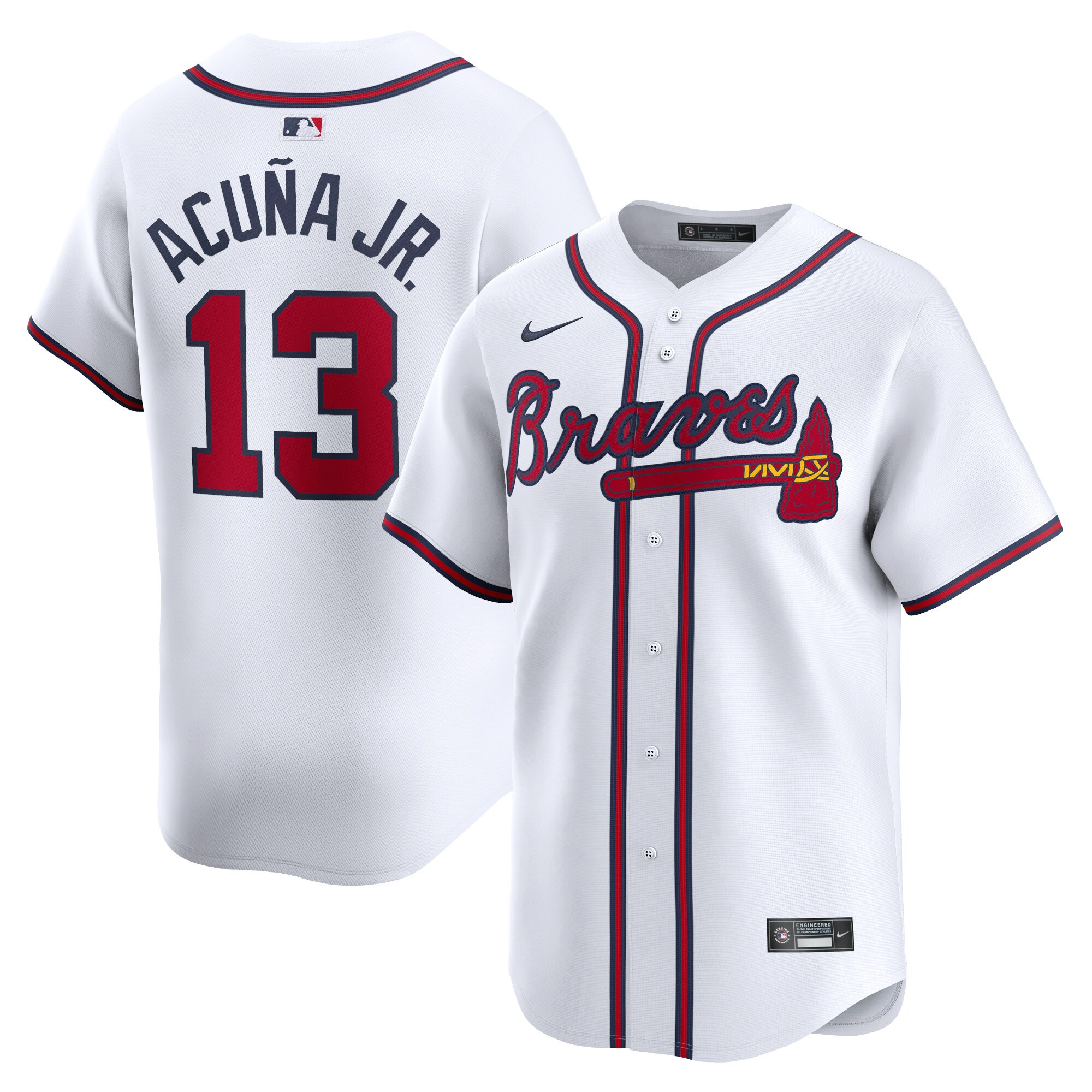 Men's Atlanta Braves Ronald Acuña Jr. White Home Limited Player Baseball Jersey - JS454