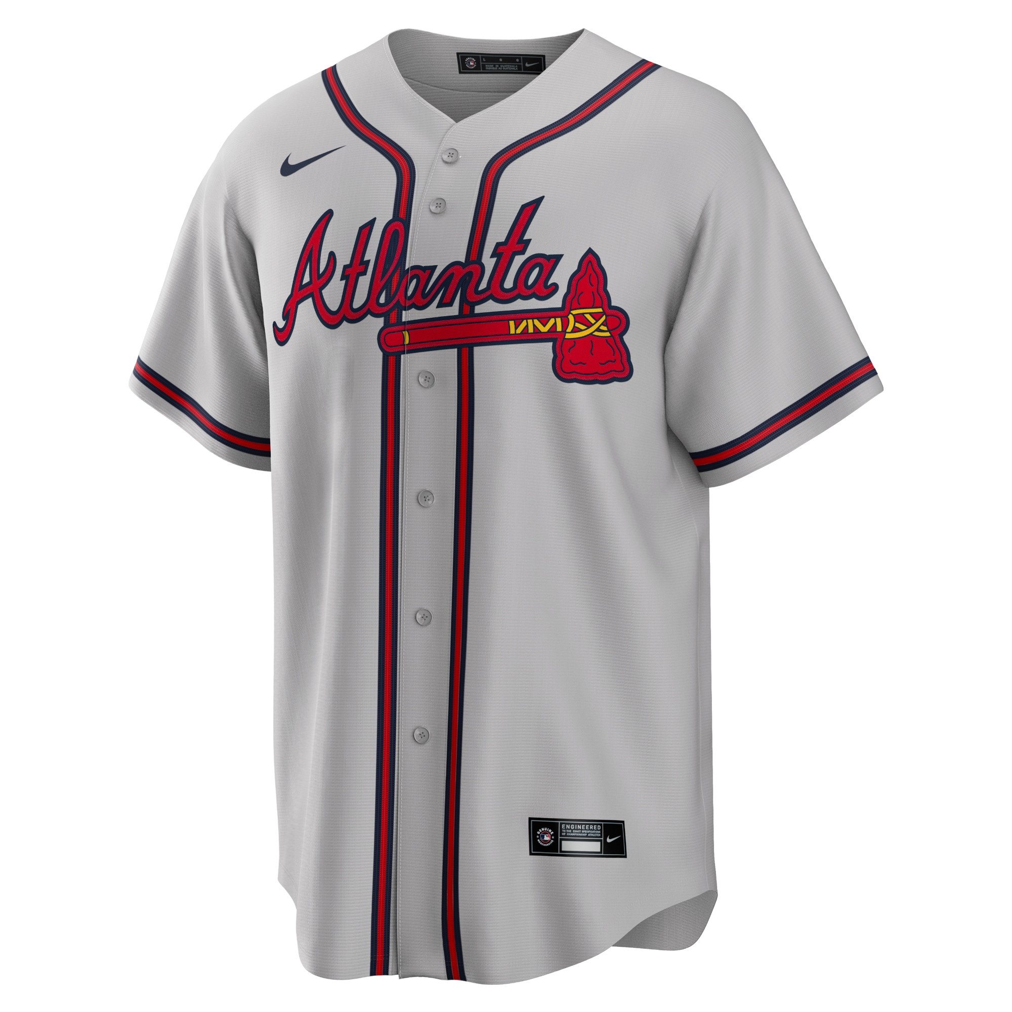 Alternative view of Men's Atlanta Braves Ronald Acuna Jr. Gray Road Player Name Baseball Jersey - JS508