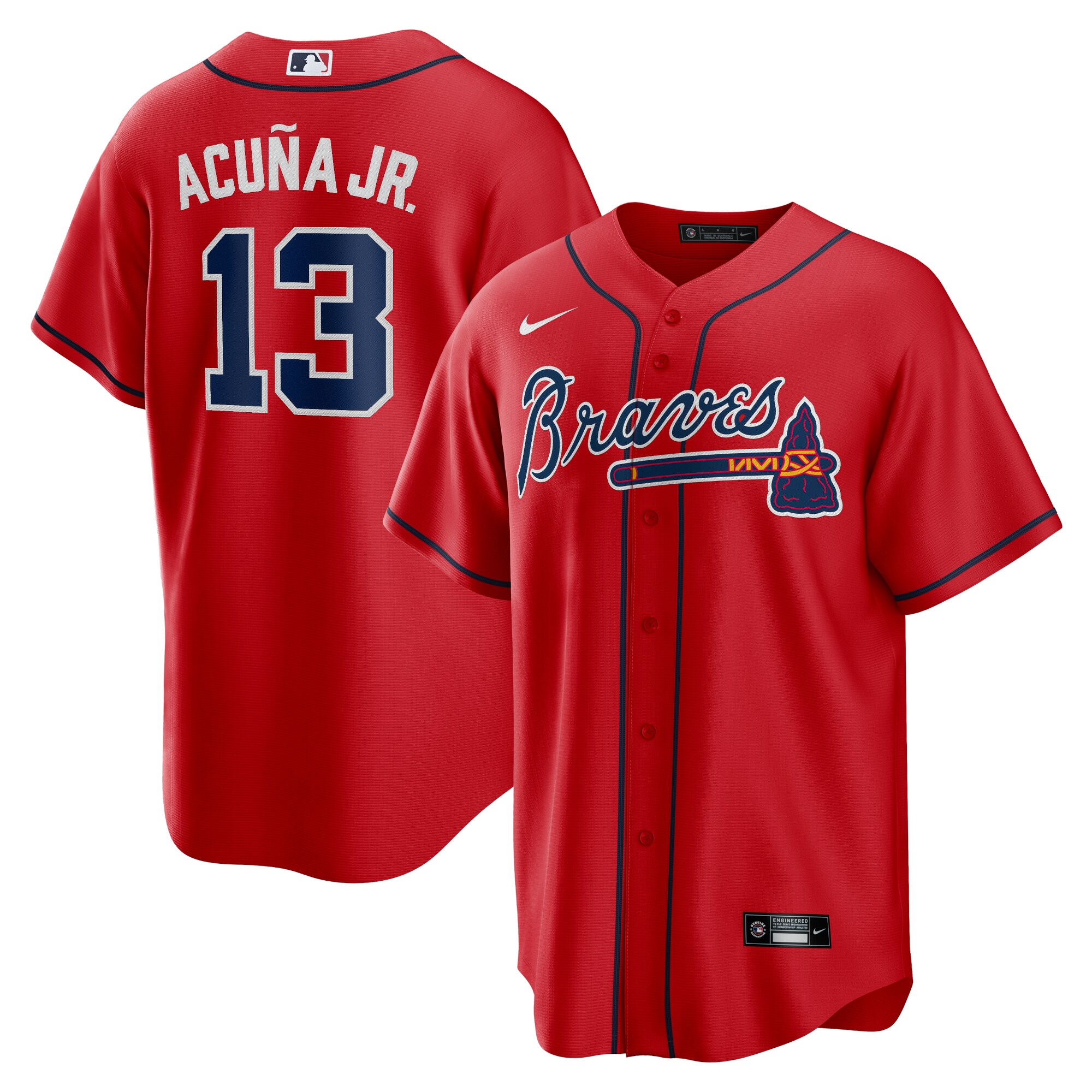 Men's Atlanta Braves Ronald Acuna Jr. Red Alternate Player Name Baseball Jersey - JS481