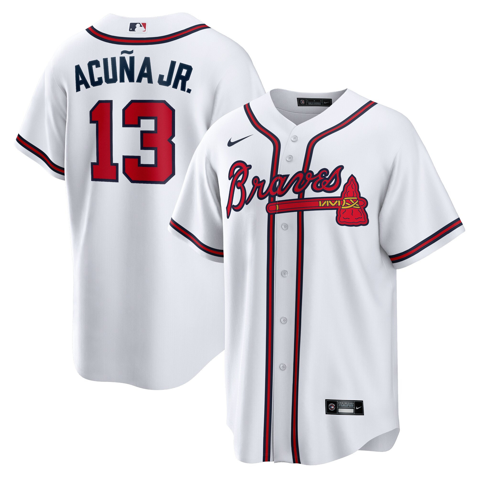 Men's Atlanta Braves Ronald Acuna Jr. White Home Player Name Baseball Jersey - JS239
