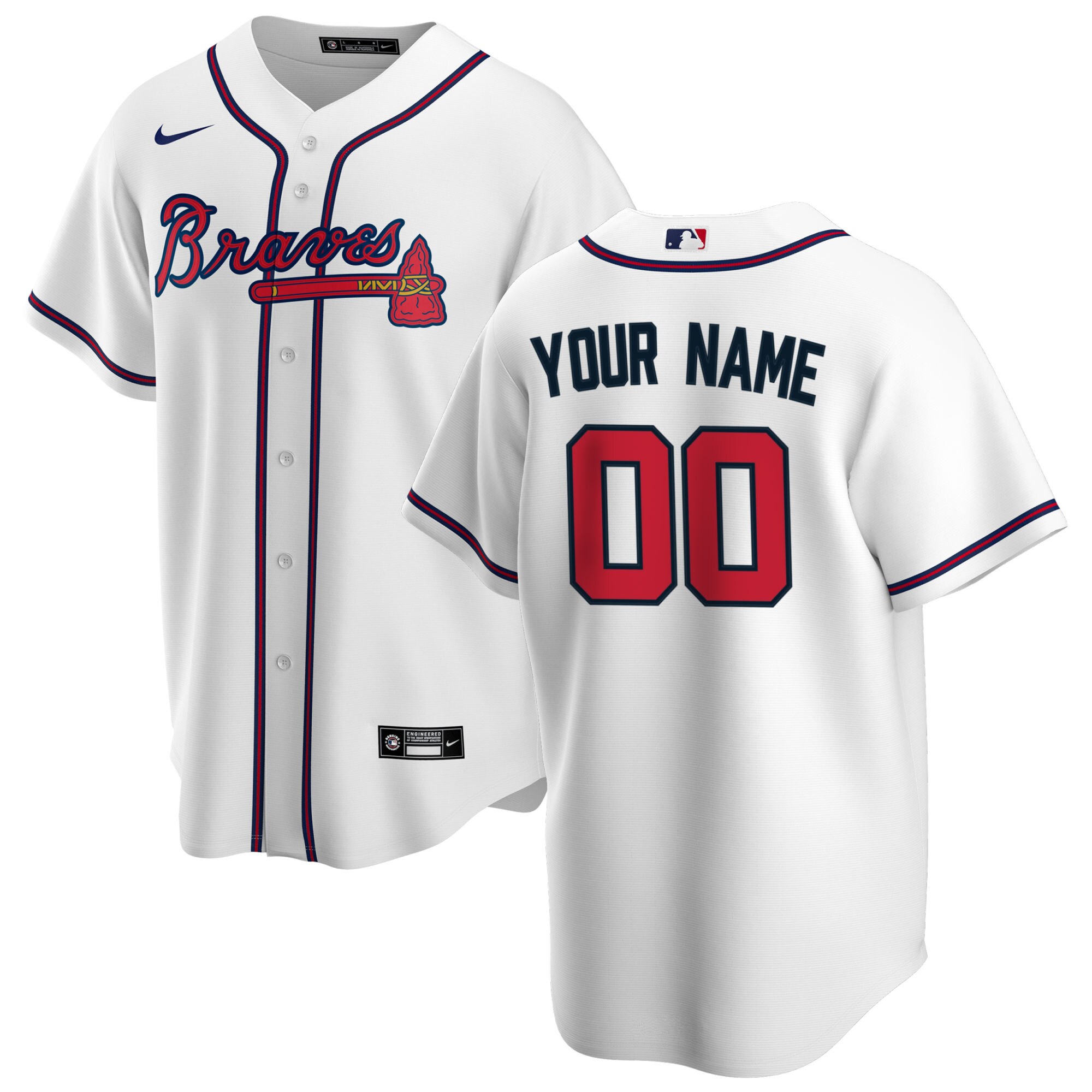 Men's Atlanta Braves White Home Custom Baseball Jersey - JS742
