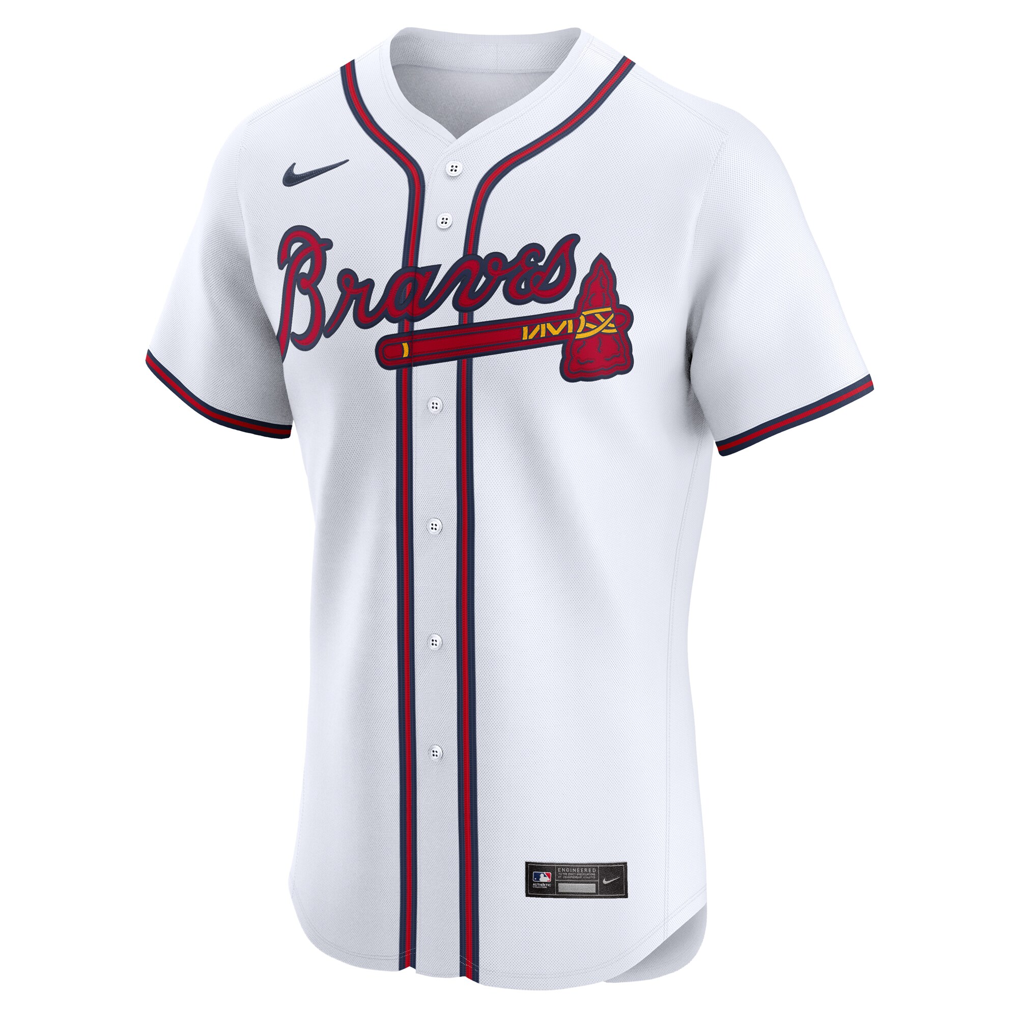Alternative view of Men's Atlanta Braves White Home Elite Custom Baseball Jersey - JS826