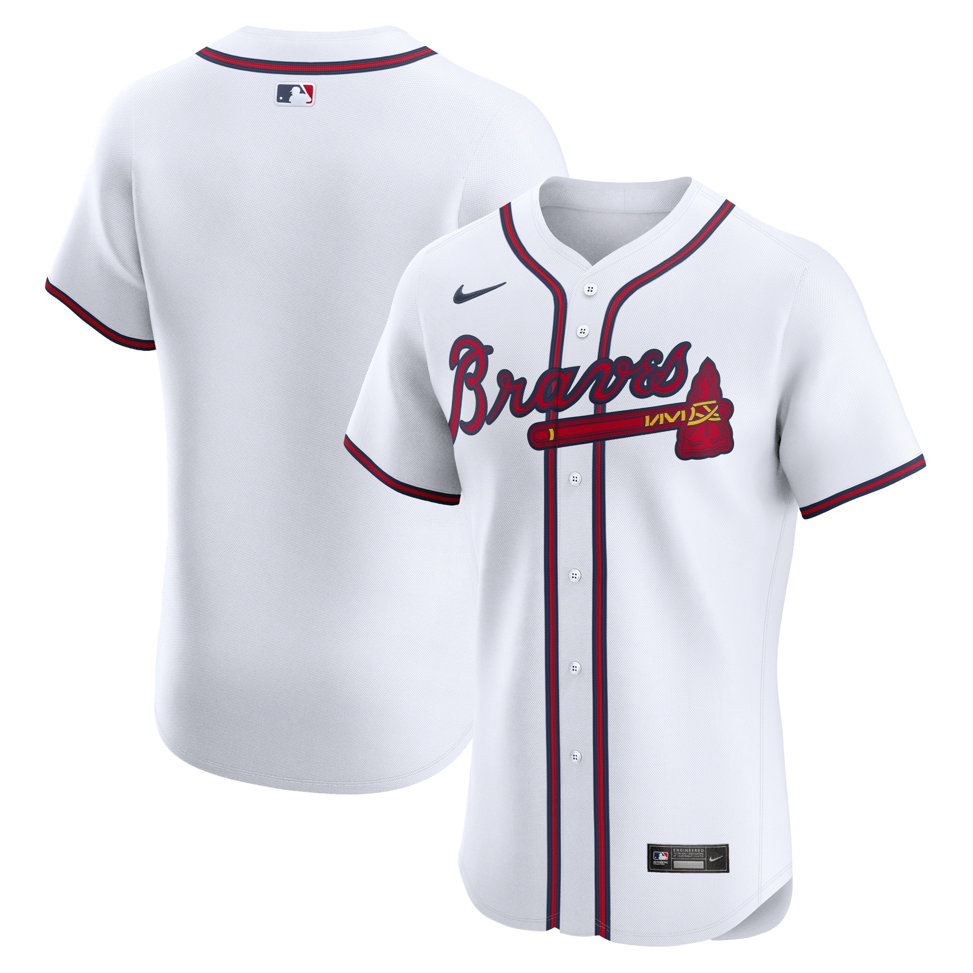Men's Atlanta Braves White Home Elite Baseball Jersey - JS715