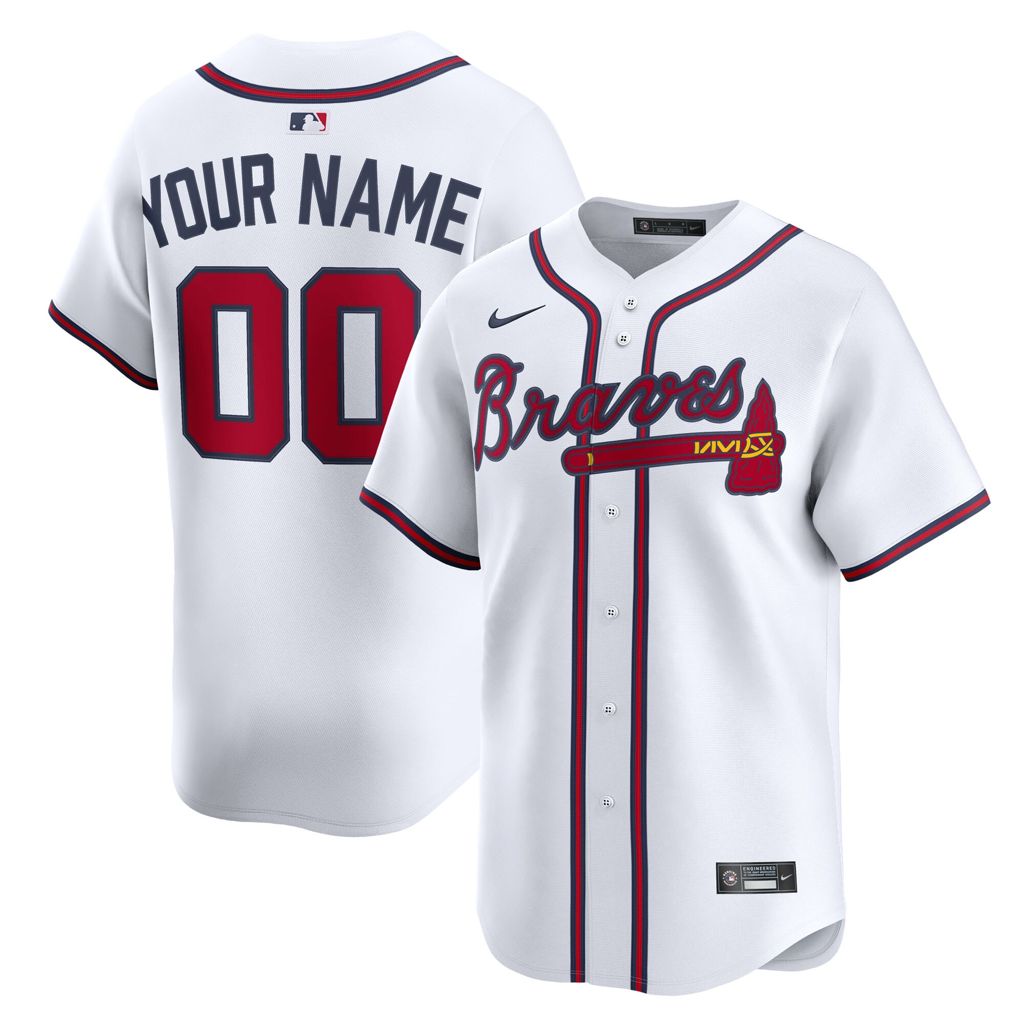 Men's Atlanta Braves White Home Limited Custom Baseball Jersey - JS333