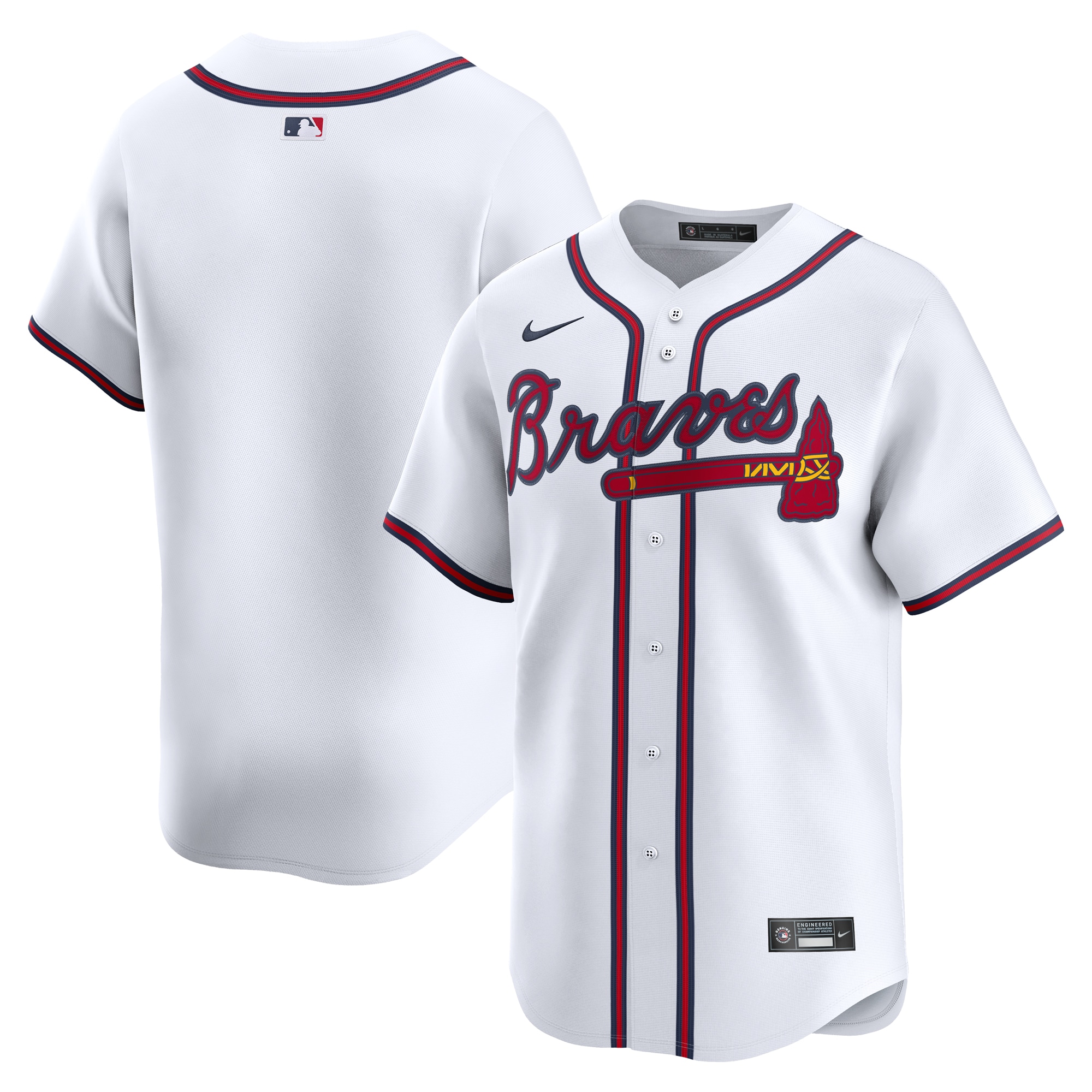 Men's Atlanta Braves White Home Limited Baseball Jersey - JS857