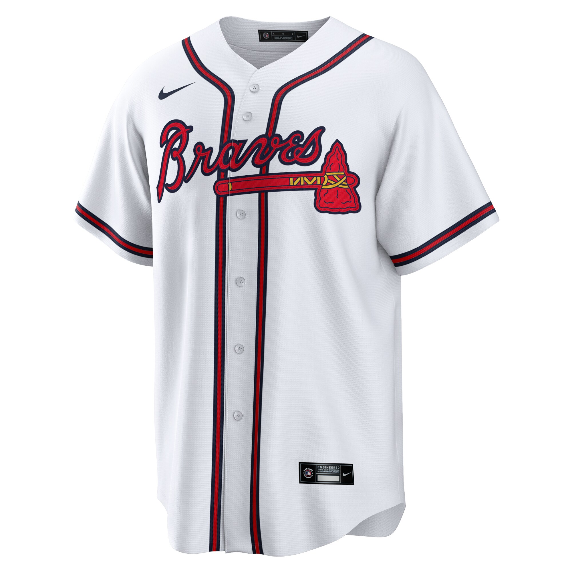 Alternative view of Men's Atlanta Braves White Home Team Baseball Jersey - JS499