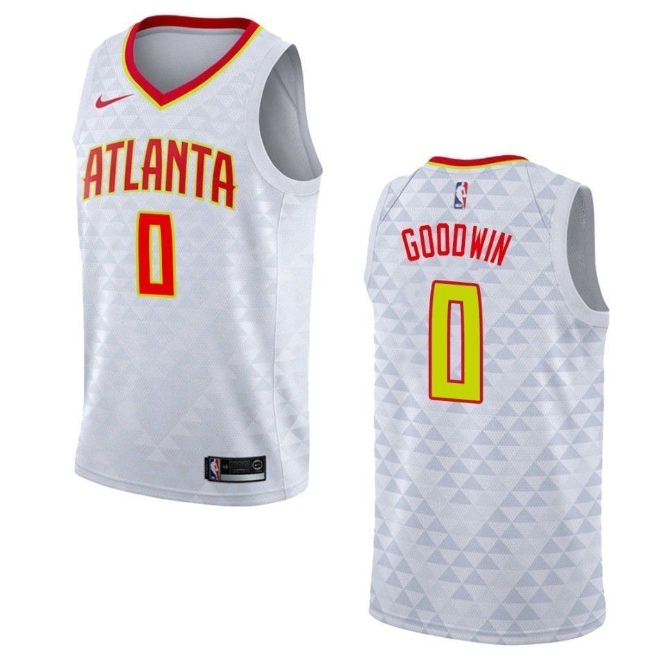 Men's Atlanta Hawks 0 Brandon Goodwin Association Swingman Basketball Jersey - White - JS120 