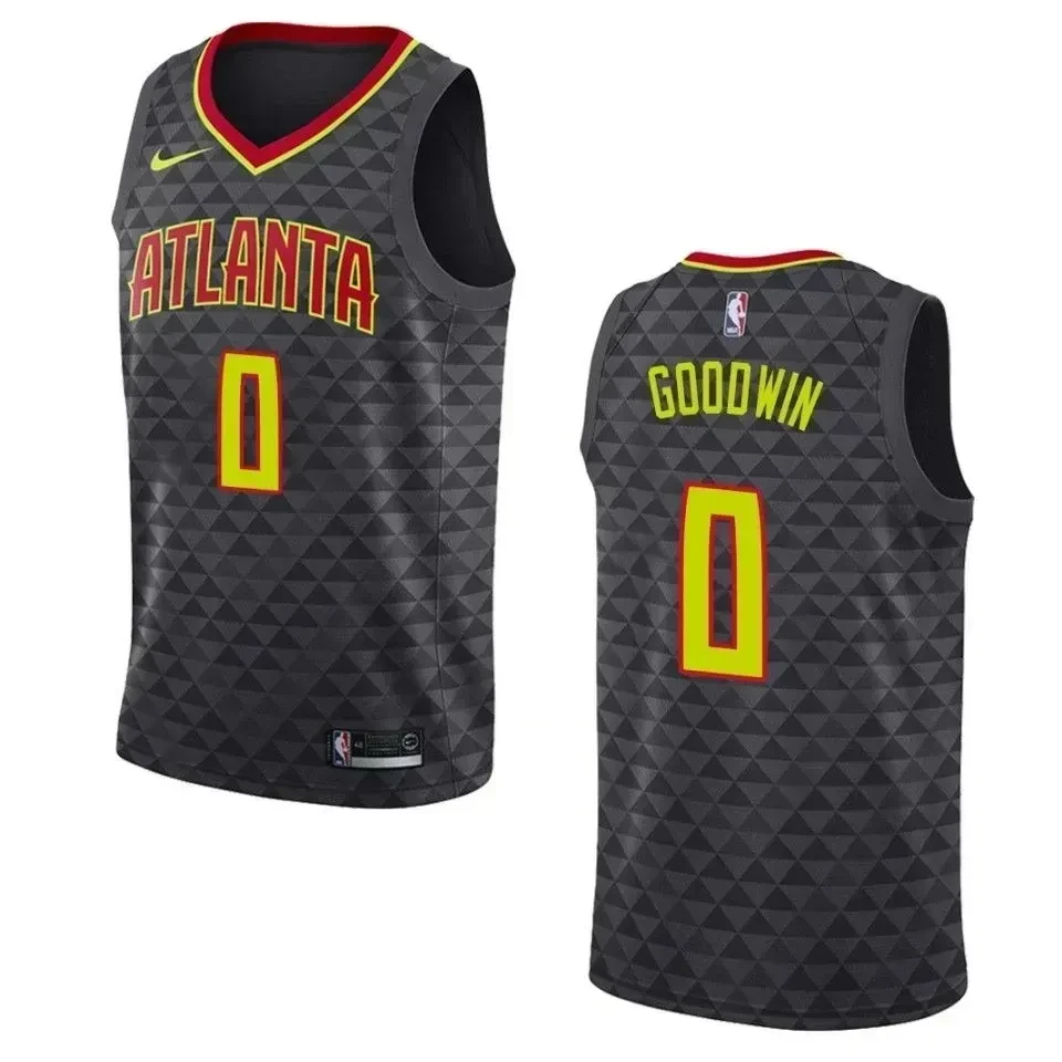 Men's Atlanta Hawks 0 Brandon Goodwin Icon Swingman Basketball Jersey - Black - JS959 