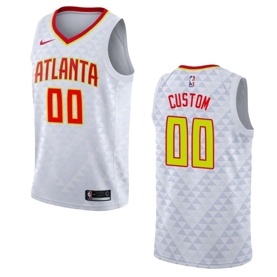 Men's Atlanta Hawks 00 Custom Association Swingman Basketball Jersey - White - JS226 