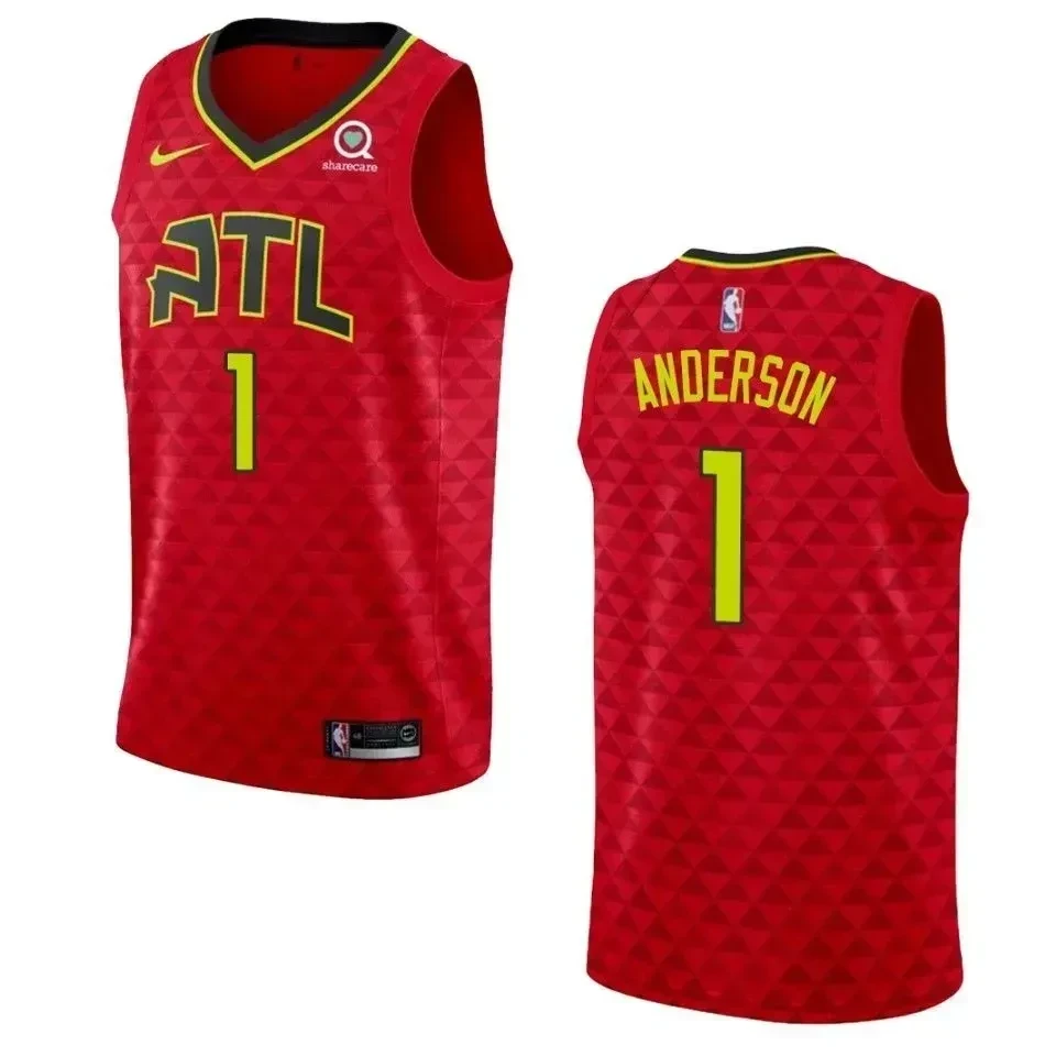 Men's Atlanta Hawks 1 Justin Anderson Statement Swingman Basketball Jersey - Red - JS142 