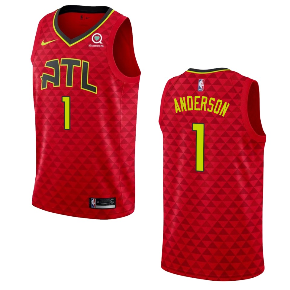 Men's Atlanta Hawks #1 Justin Anderson Statement Swingman Basketball Jersey - Red