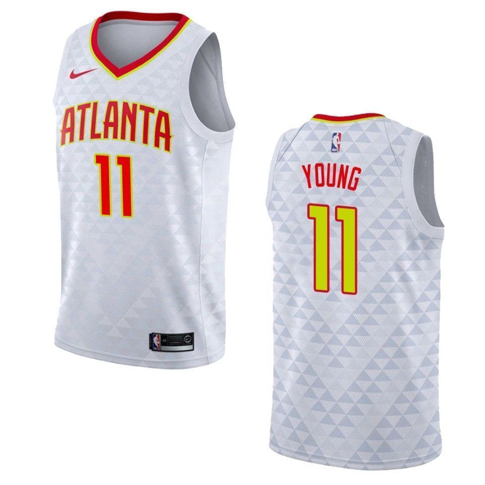 Men's Atlanta Hawks 11 Trae Young Association Swingman Basketball Jersey - White - JS584 