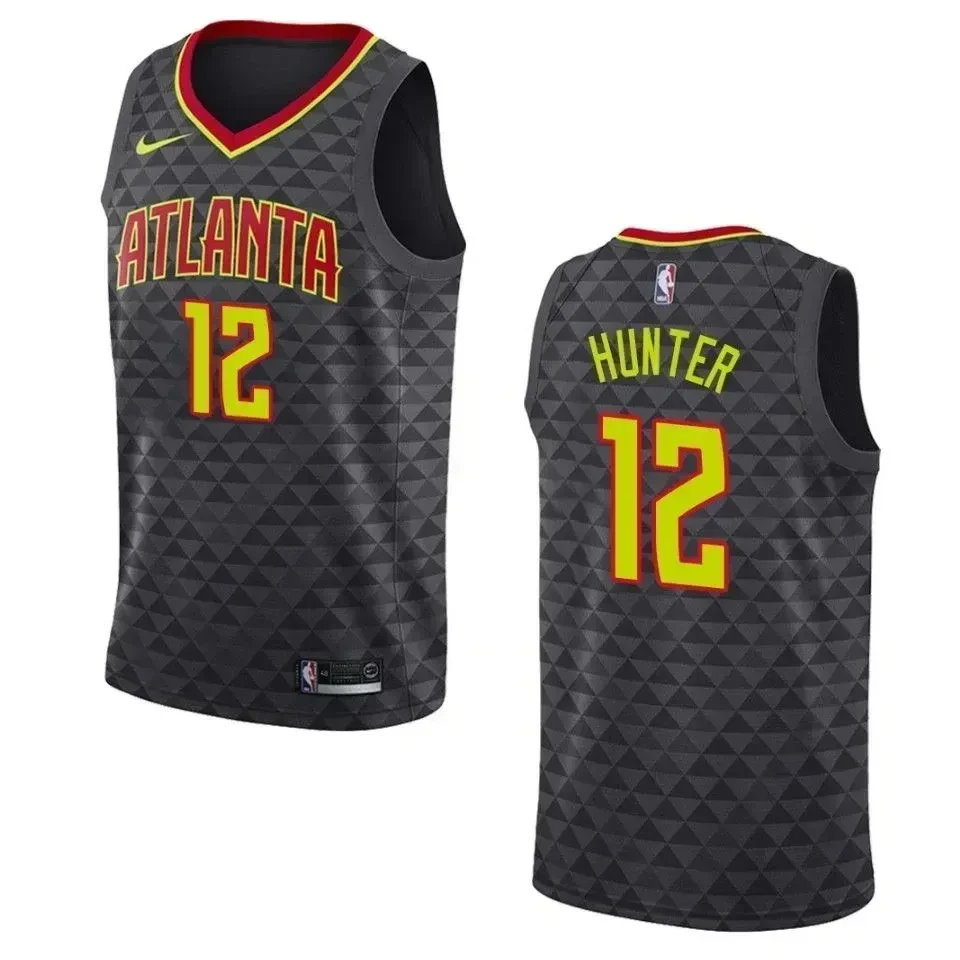 Men's Atlanta Hawks 12 De'andre Hunter Icon Swingman Basketball Jersey - Black - JS551 