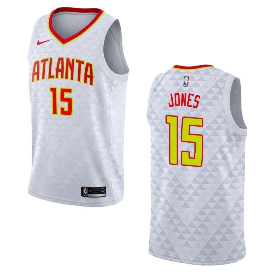 Men's Atlanta Hawks 15 Damian Jones Association Swingman Basketball Jersey - White - JS419 