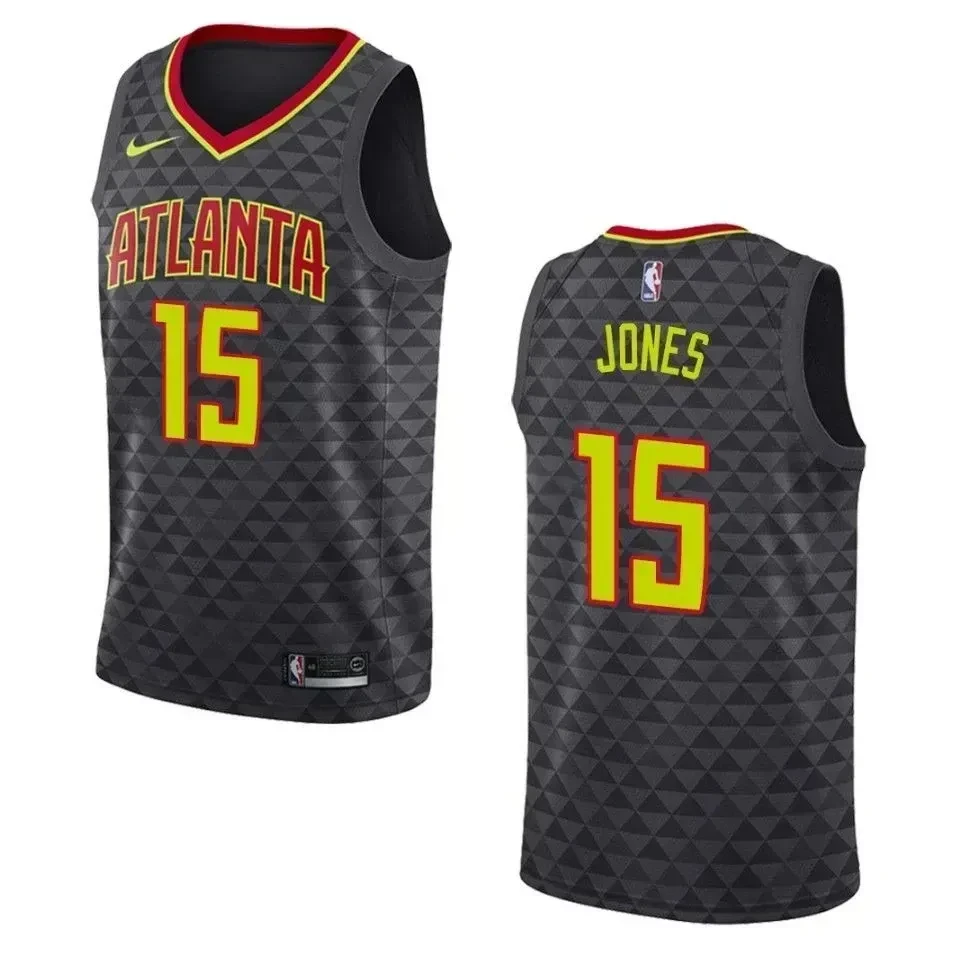 Men's Atlanta Hawks 15 Damian Jones Icon Swingman Basketball Jersey - Black - JS742 