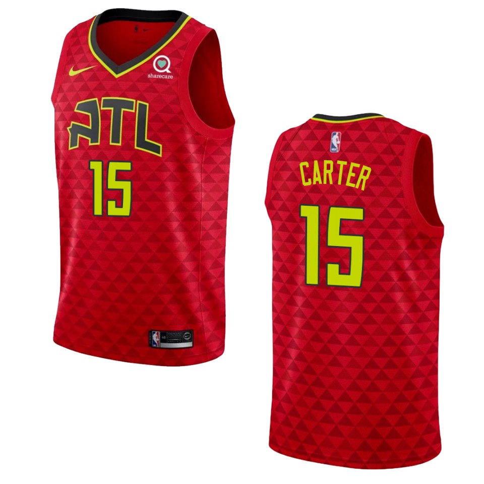 Men's Atlanta Hawks #15 Vince Carter Statement Swingman Basketball Jersey - Red