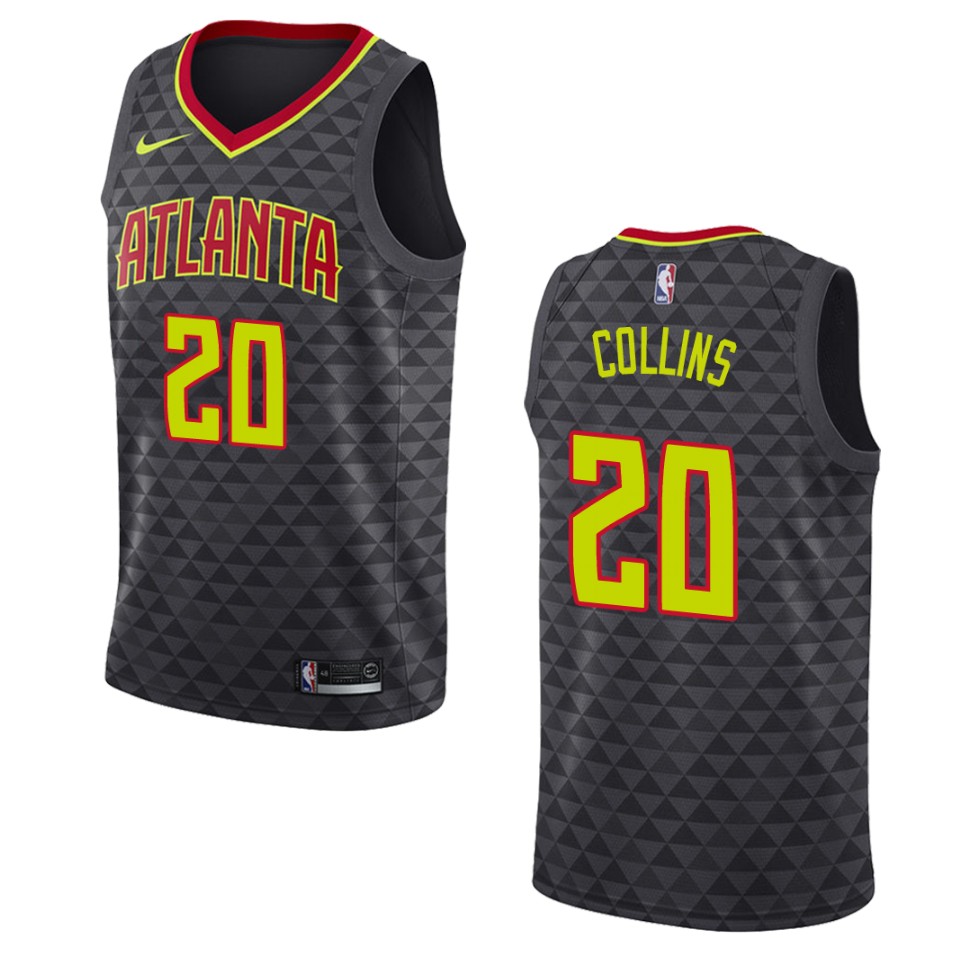 Men's Atlanta Hawks #20 John Collins Icon Swingman Basketball Jersey - Black